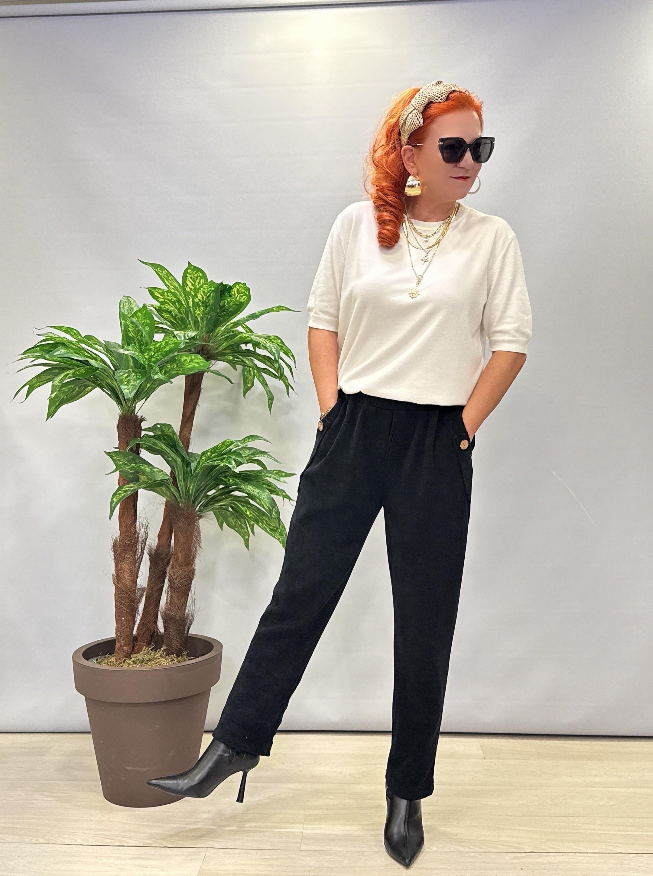 4375 Şönil Kadife Pantolon Siyah