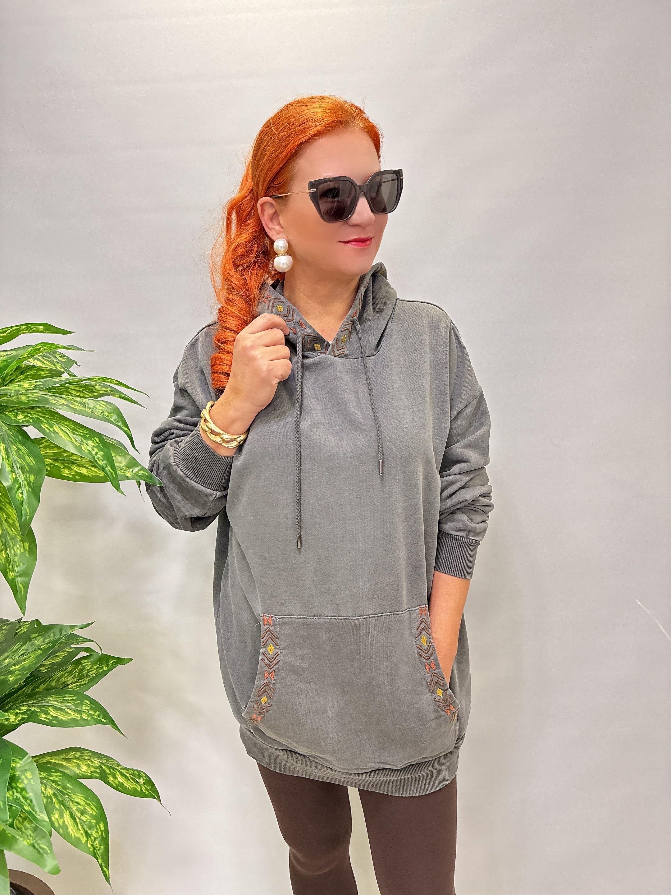 4532 Nakış Detaylı Sweatshirt Antrasit