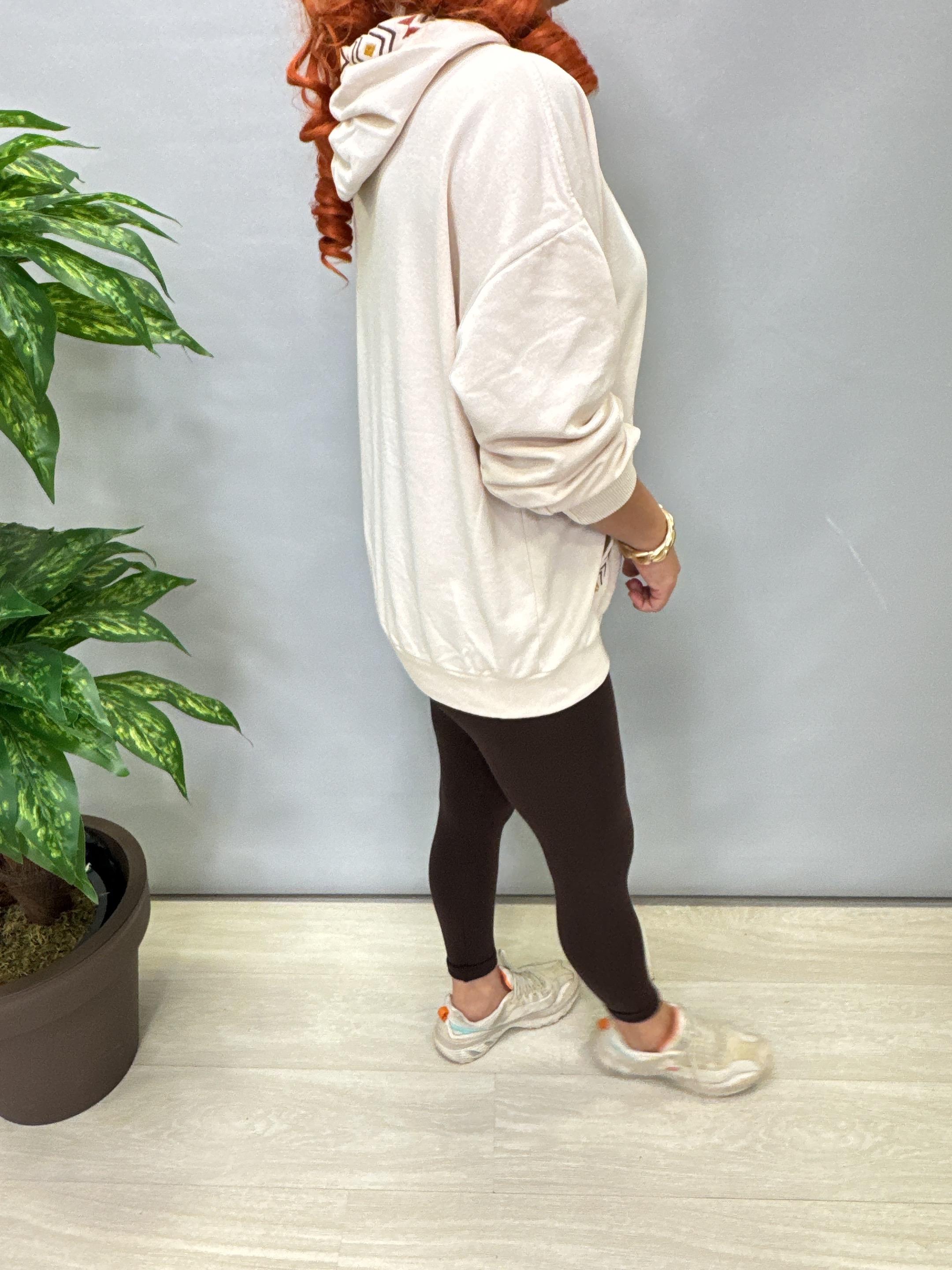 4532 Nakış Detaylı Sweatshirt Taş