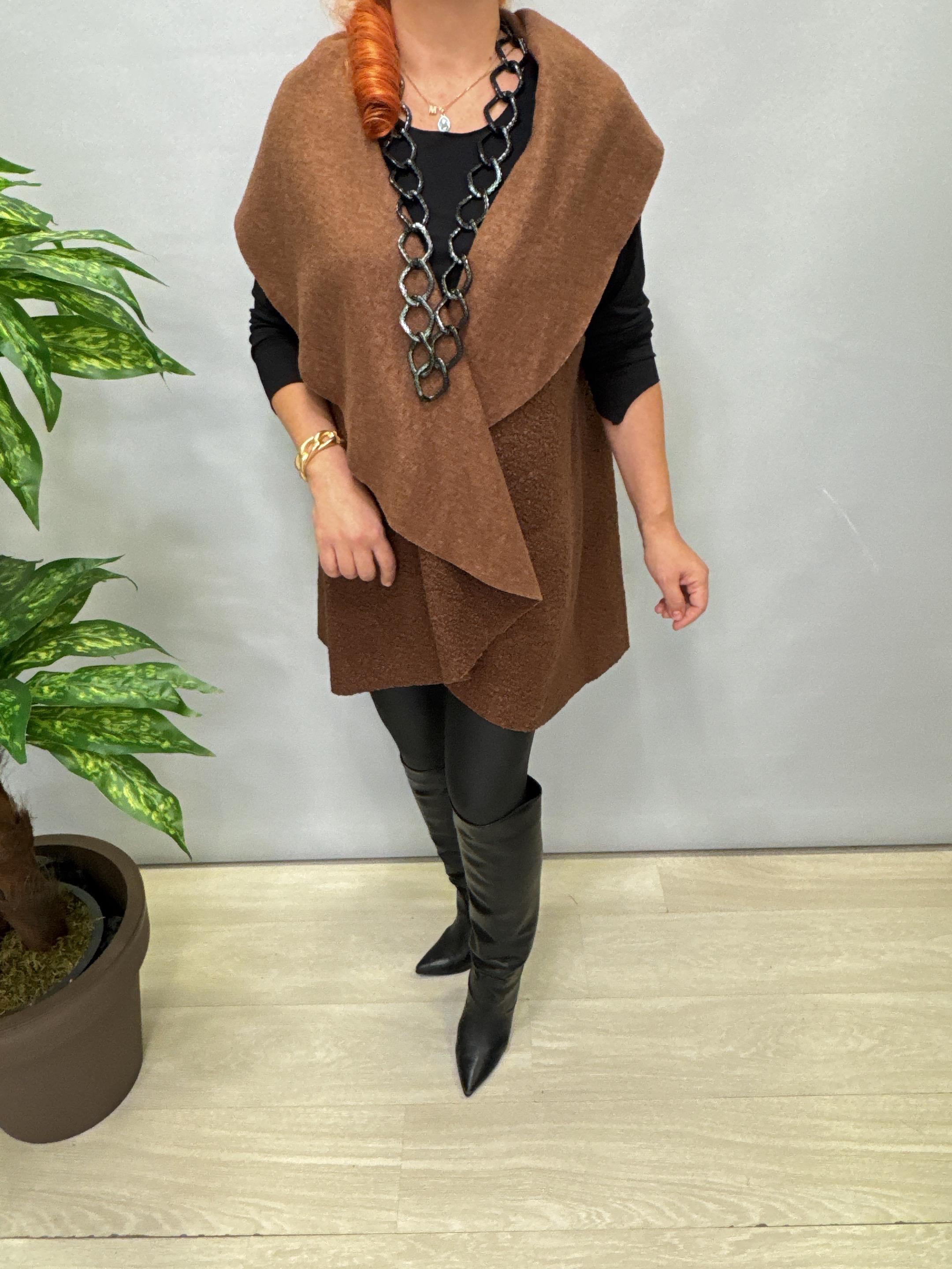 4577 Tasarım Buklet Yelek Acı Kahve 