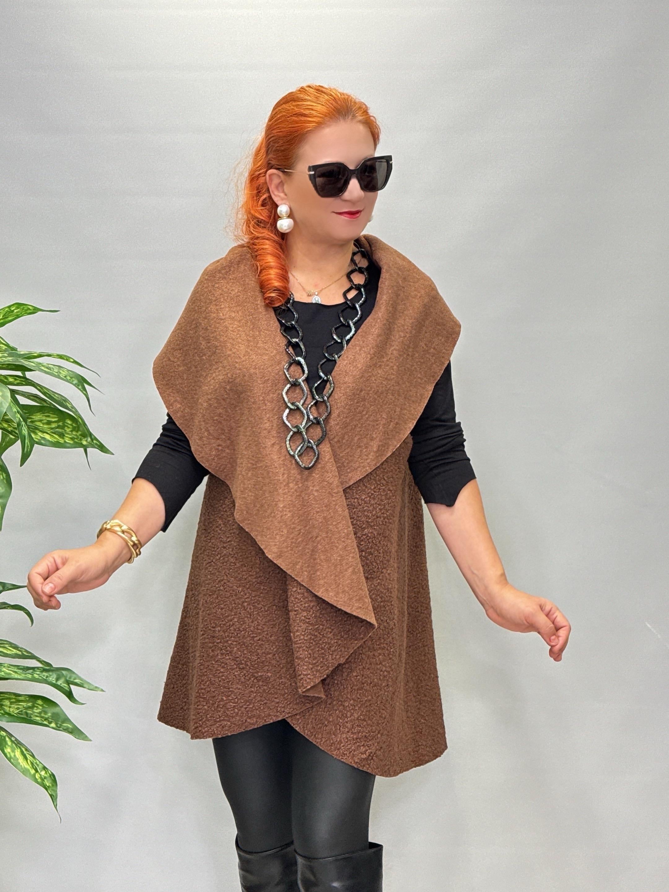 4577 Tasarım Buklet Yelek Acı Kahve 