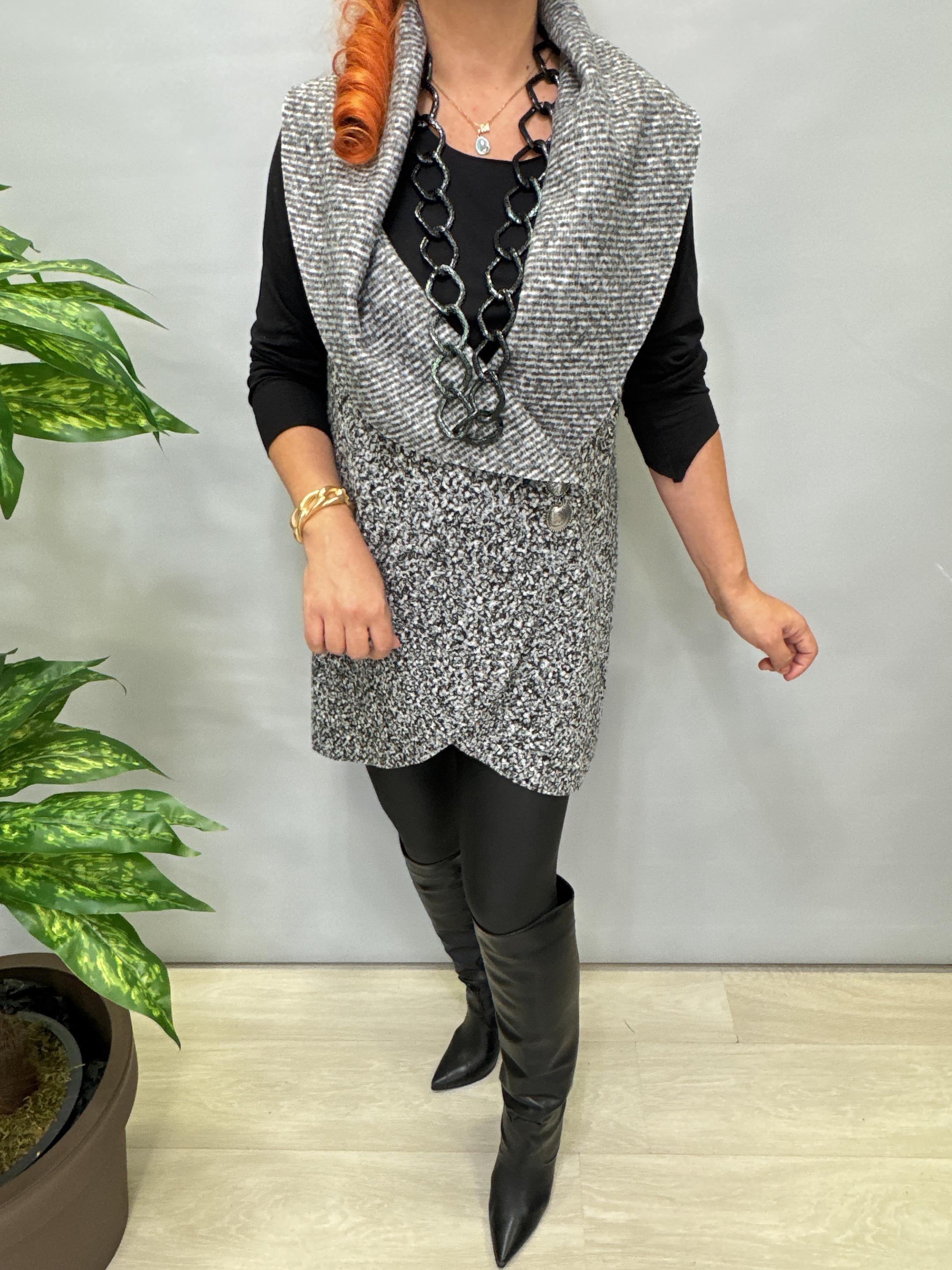 4577 Tasarım Buklet Yelek Gri