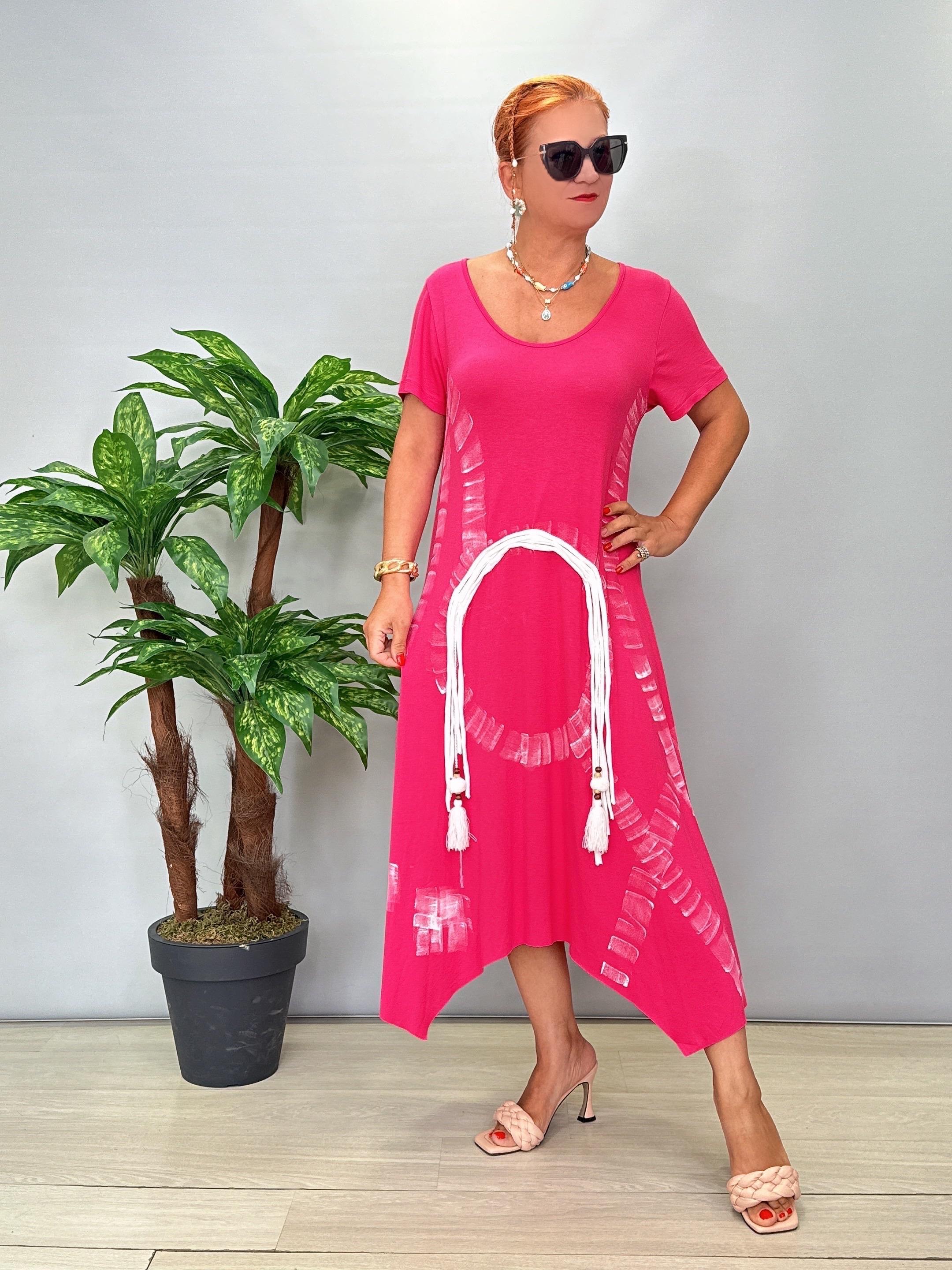 50051 Likralı Viskon Penye Elbise Pembe