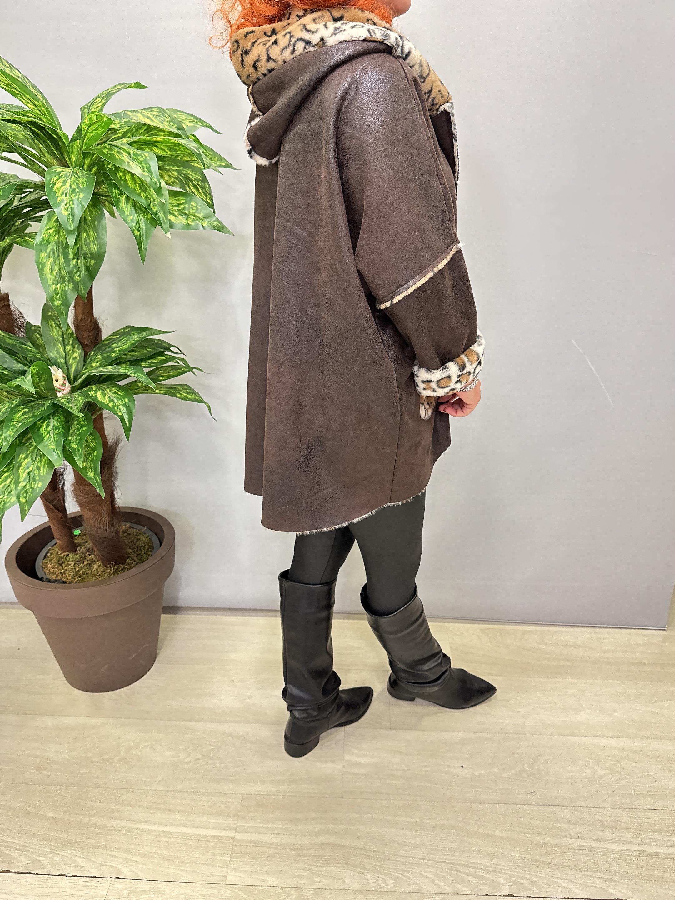 5025 Kürk Leopar Detay Kaban Acı Kahve
