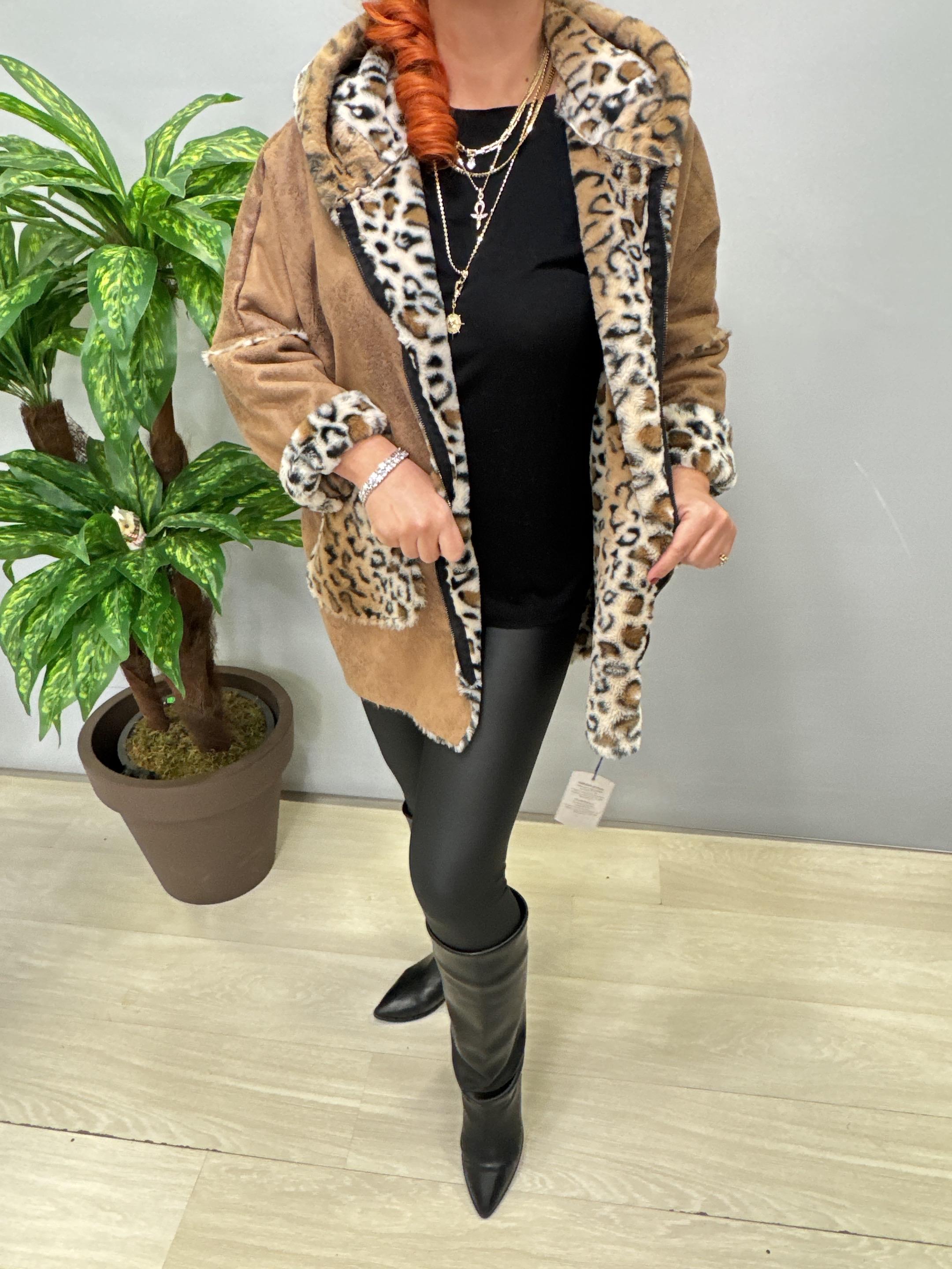 5025 Kürk Leopar Detay Kaban Camel 