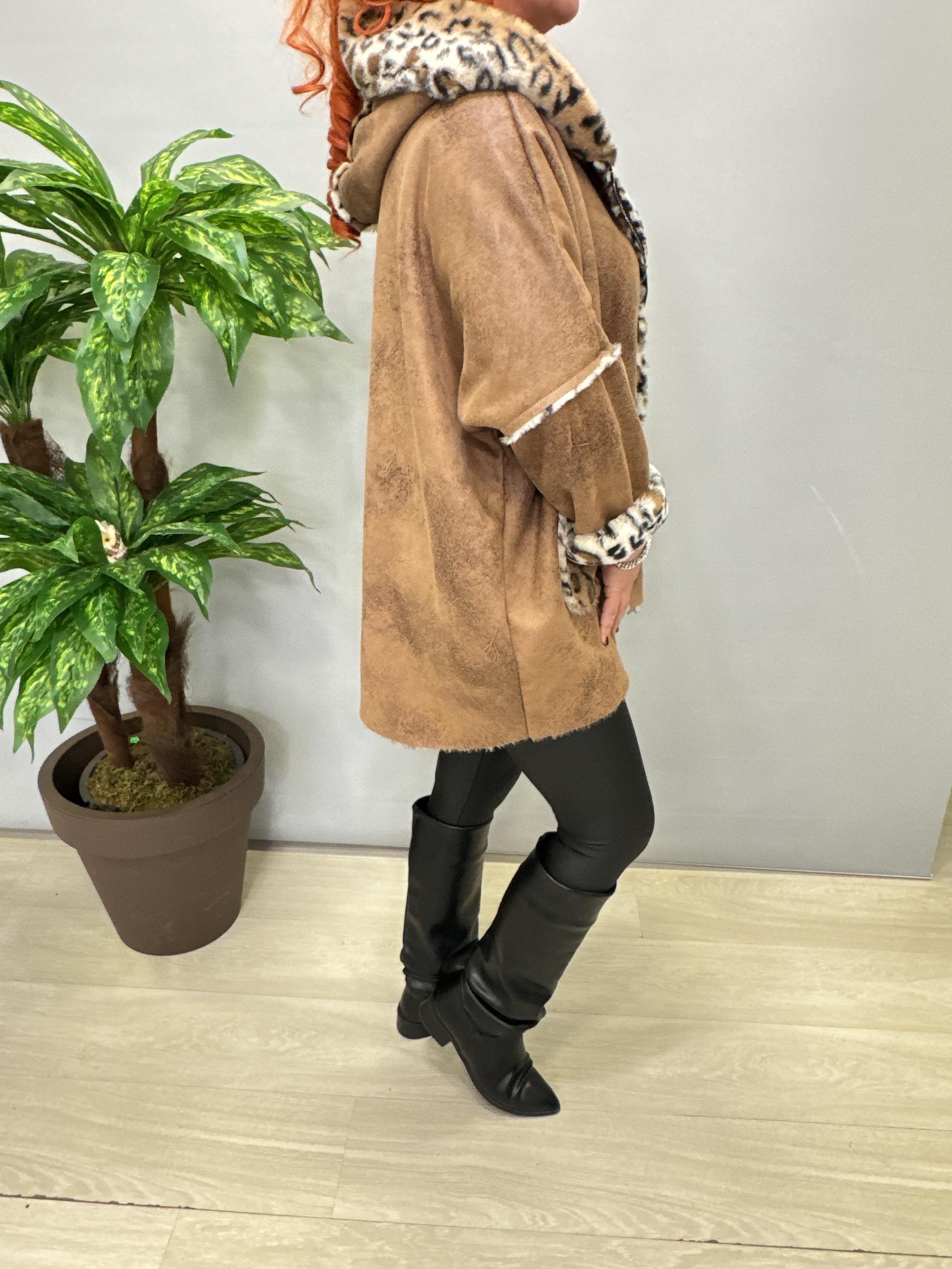 5025 Kürk Leopar Detay Kaban Camel 