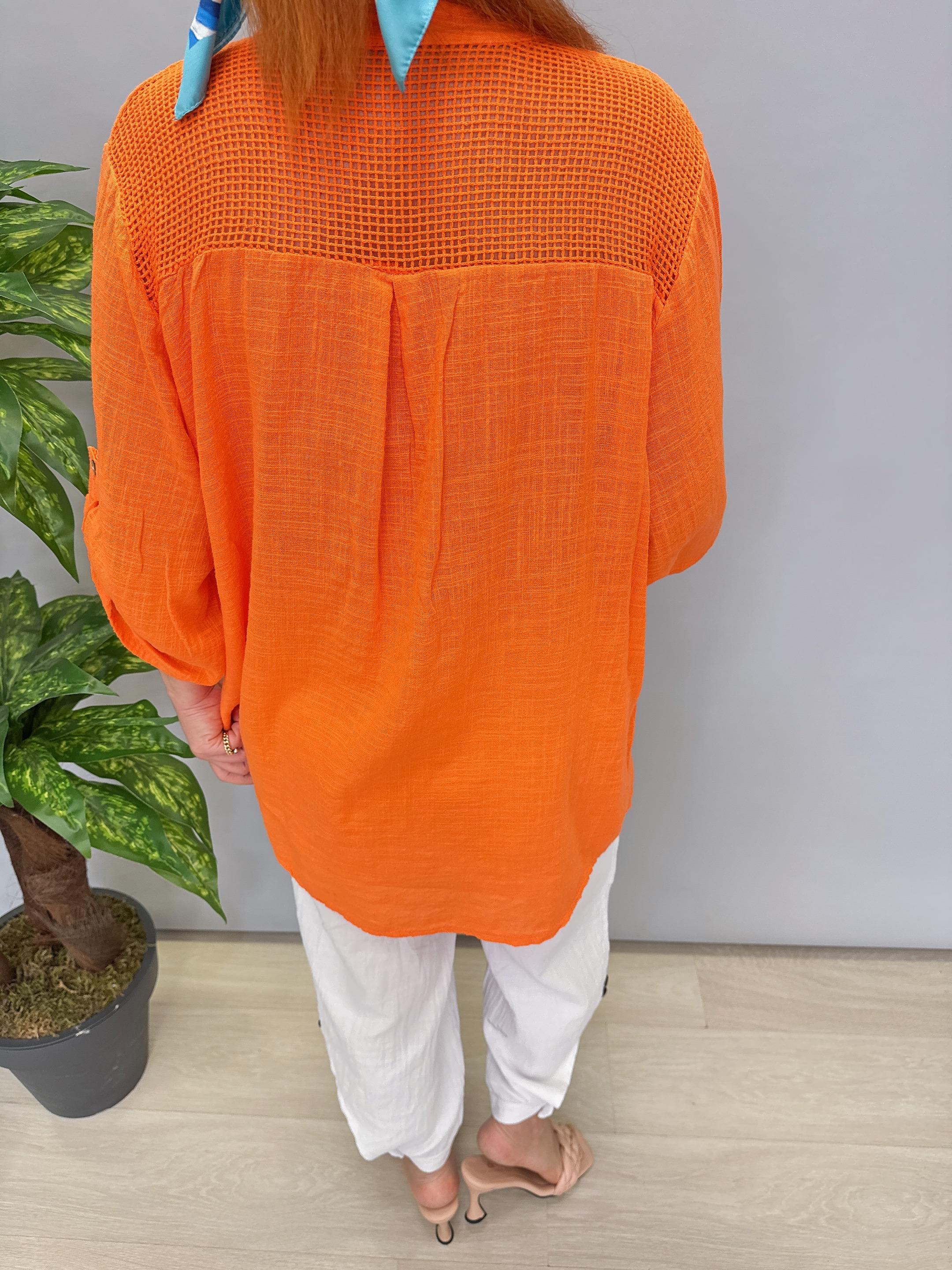 5040 PAMUKLU TASARIM BLUZ TURUNCU