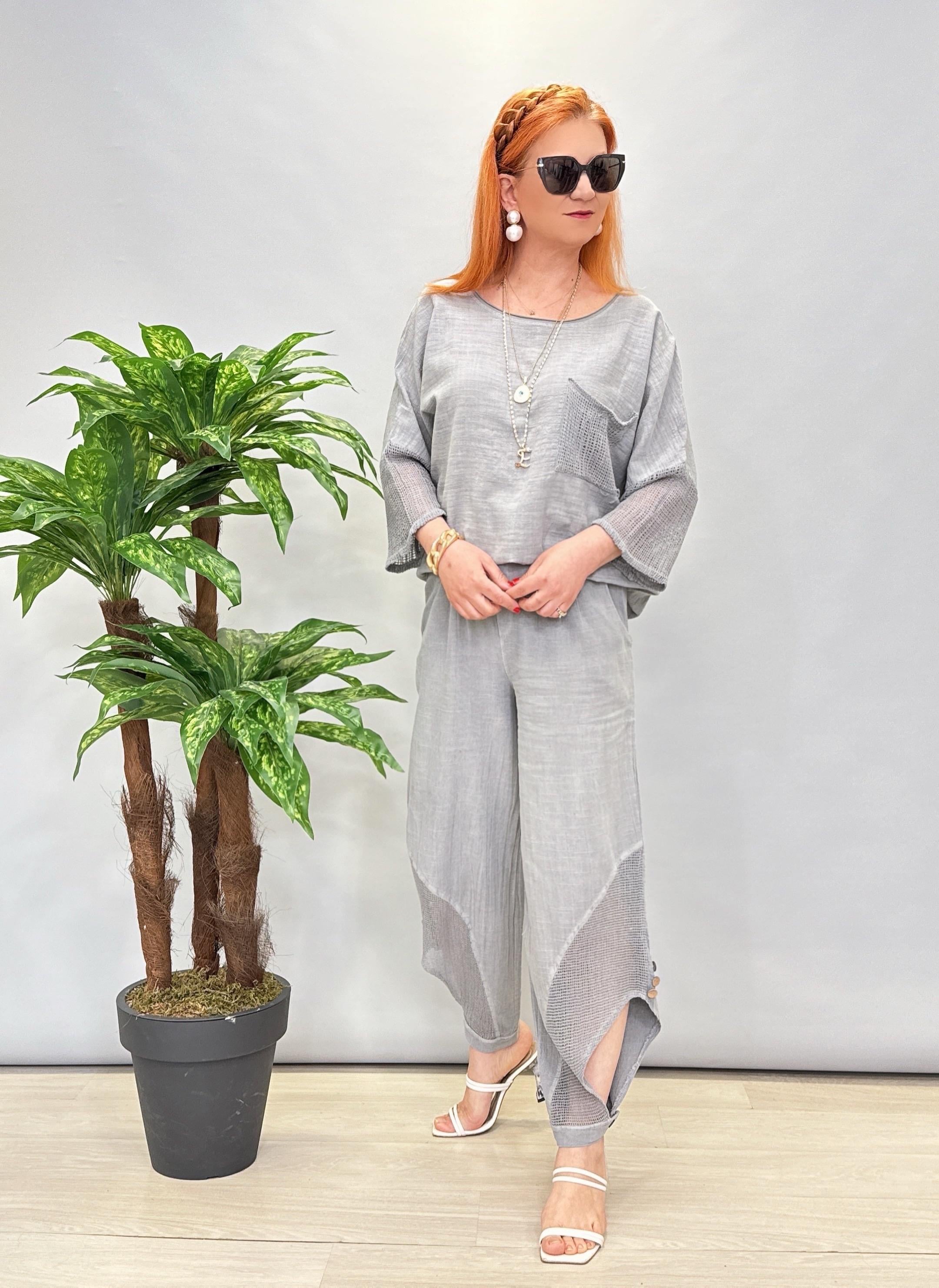 PMK 5040 PAMUKLU TASARIM PANTOLON GRİ