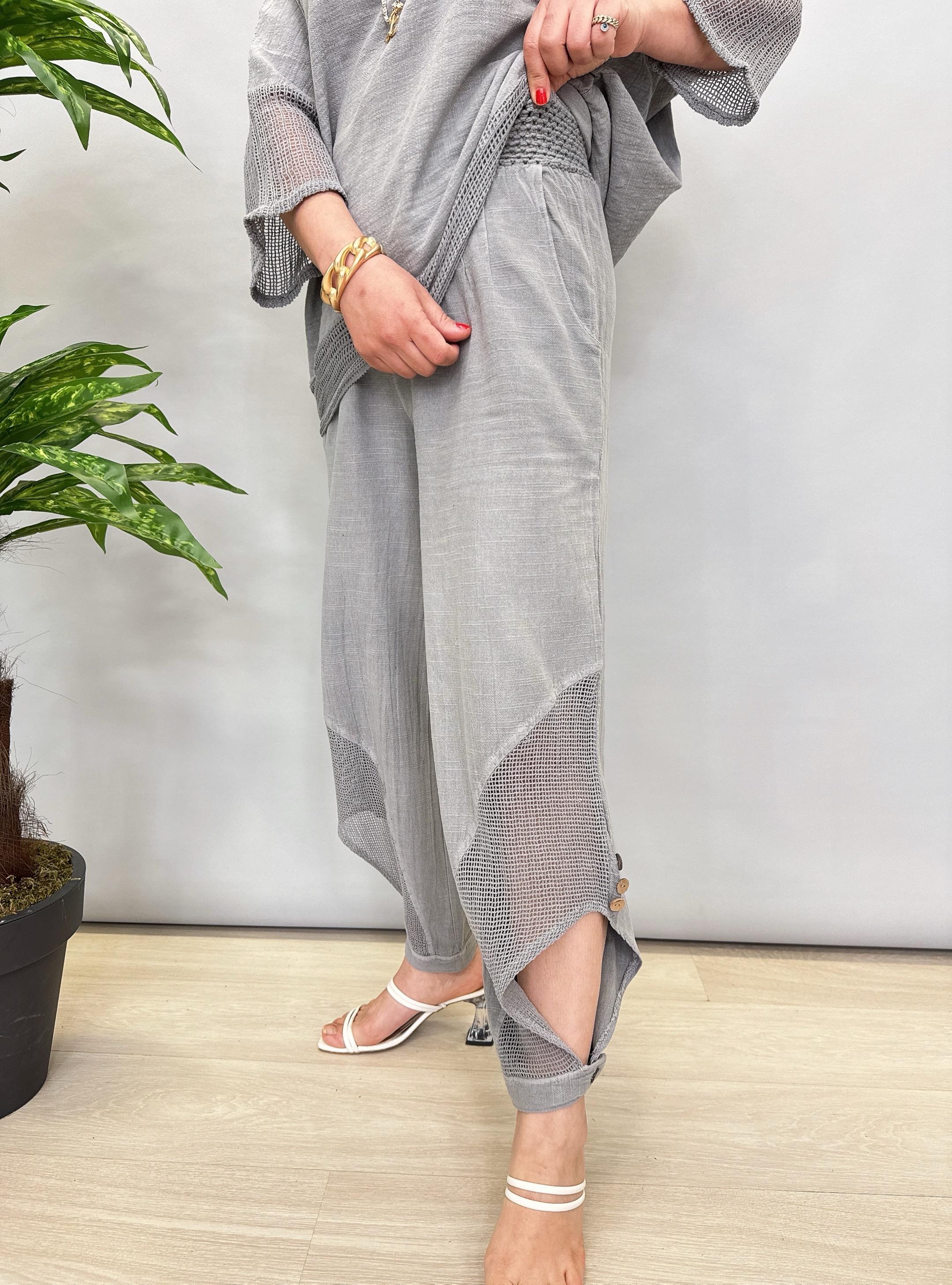 PMK 5040 PAMUKLU TASARIM PANTOLON GRİ