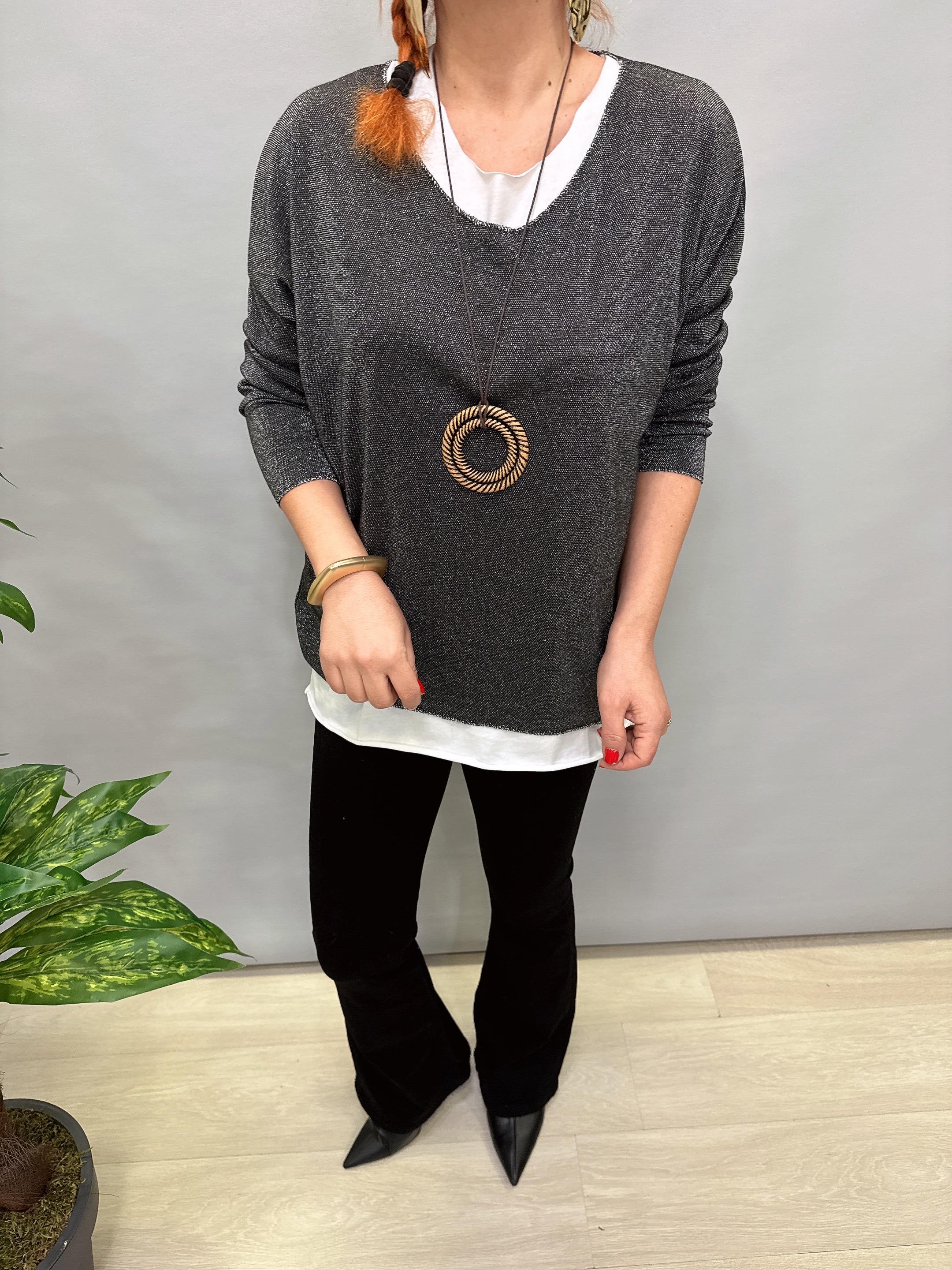 5454 KOLYE HEDİYELİ SİMLİ TRİKO SİYAH