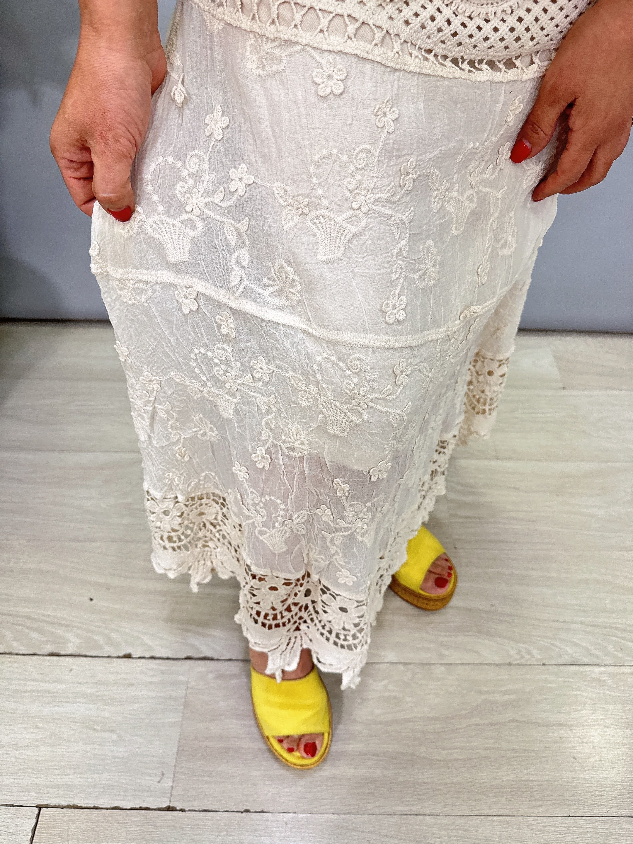 5510 Nakış ve Örme Detaylı Etek Taş