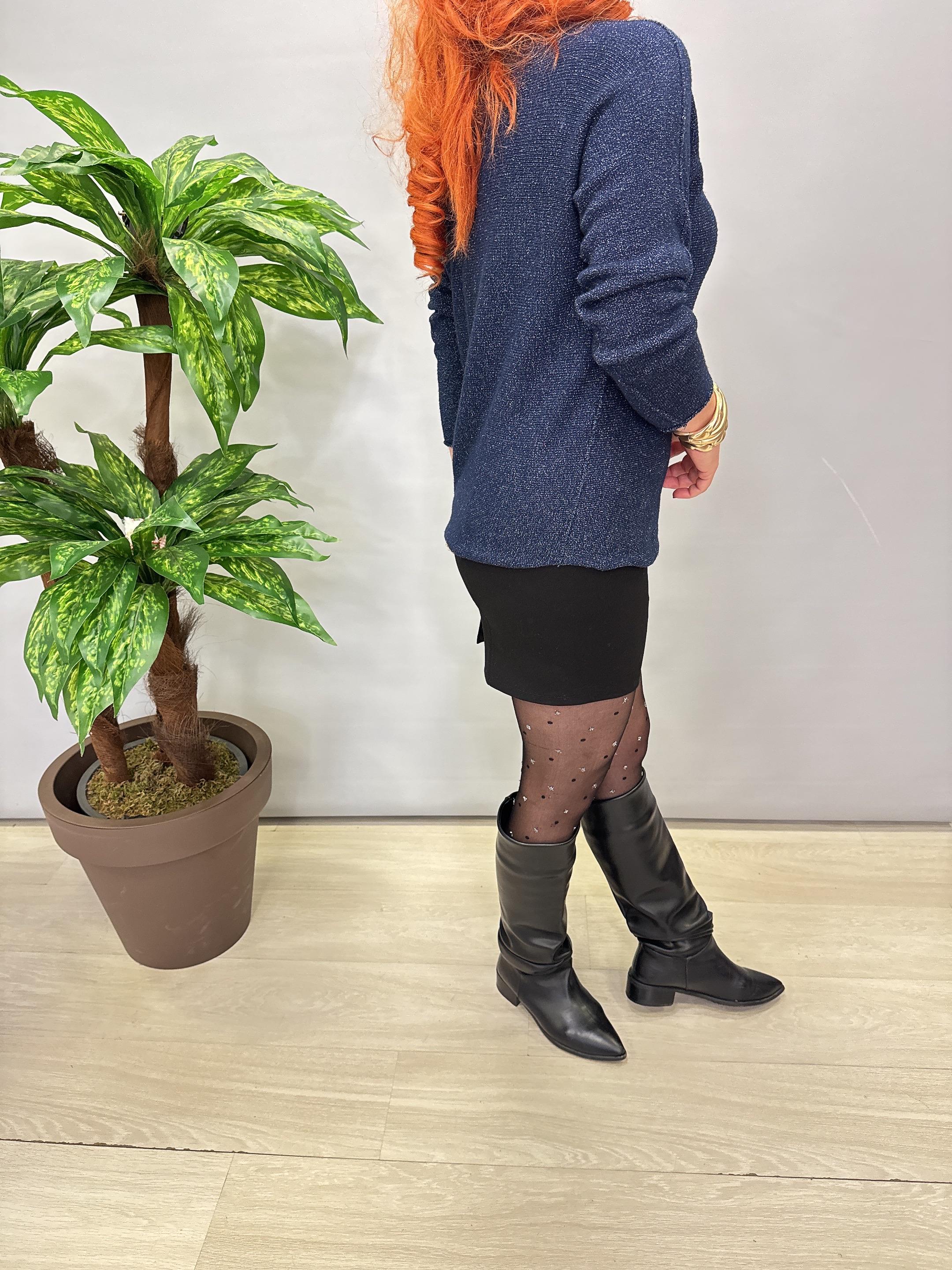 5645 Sİm Detaylı Triko bluz Lacivert