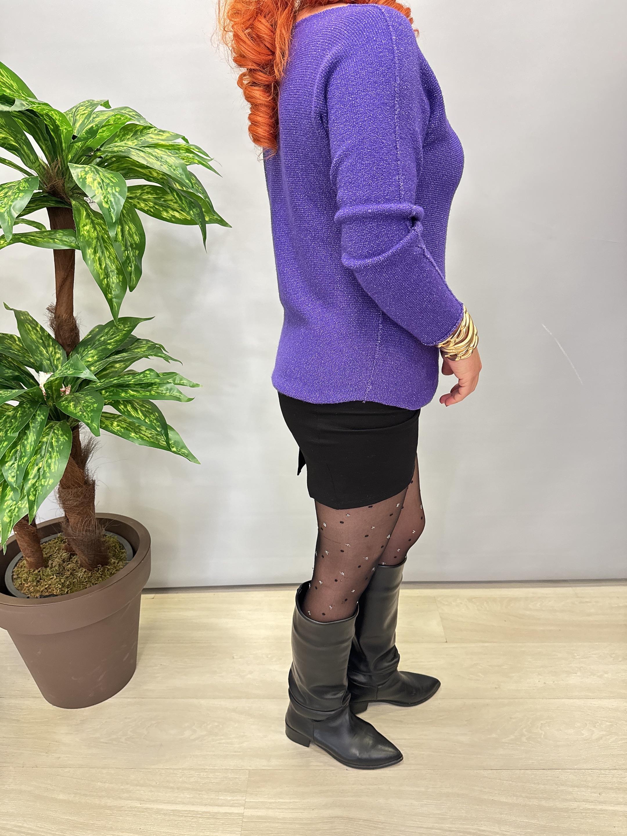 5645 Sİm Detaylı Triko bluz Mor