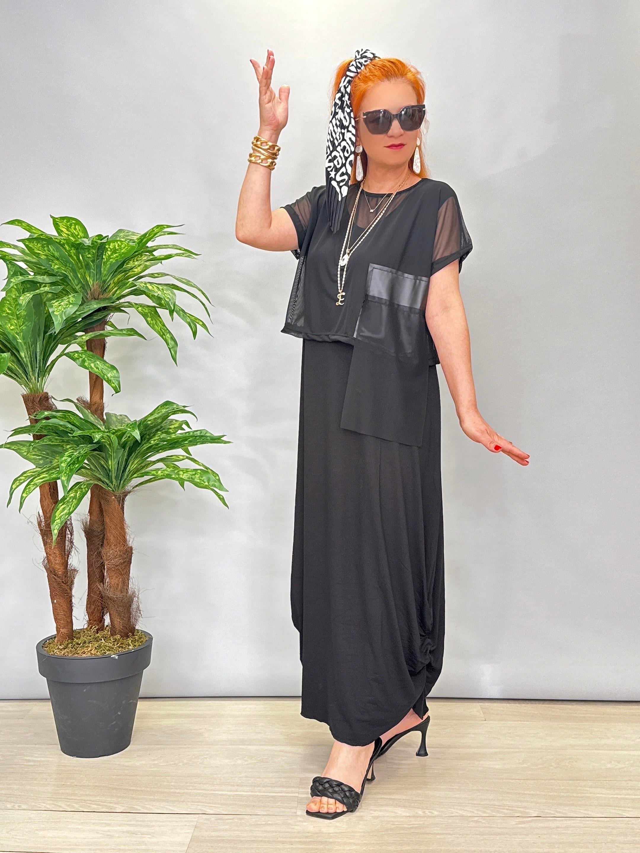 6012 ÖZEL TASARIM ELBİSE SİYAH 