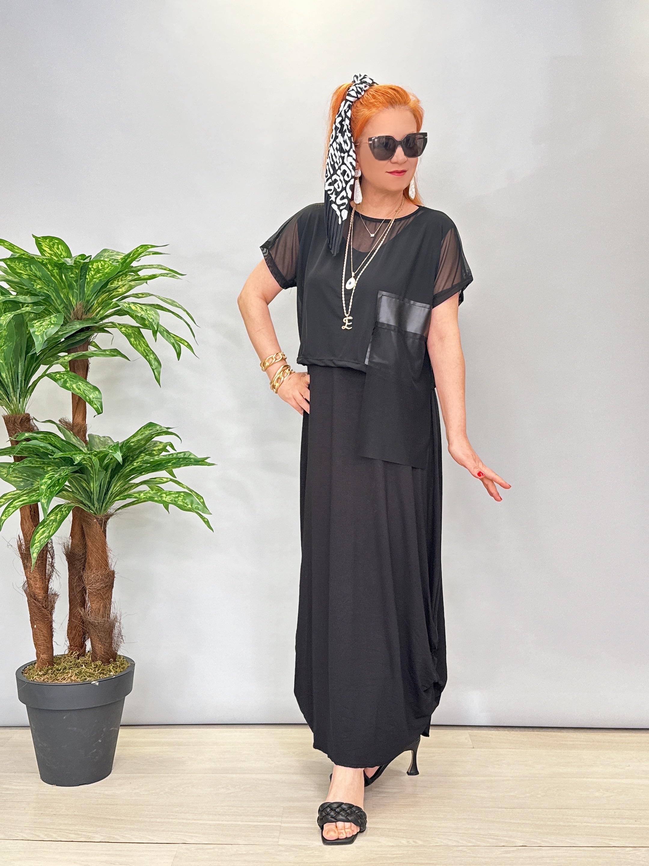 6012 ÖZEL TASARIM ELBİSE SİYAH 