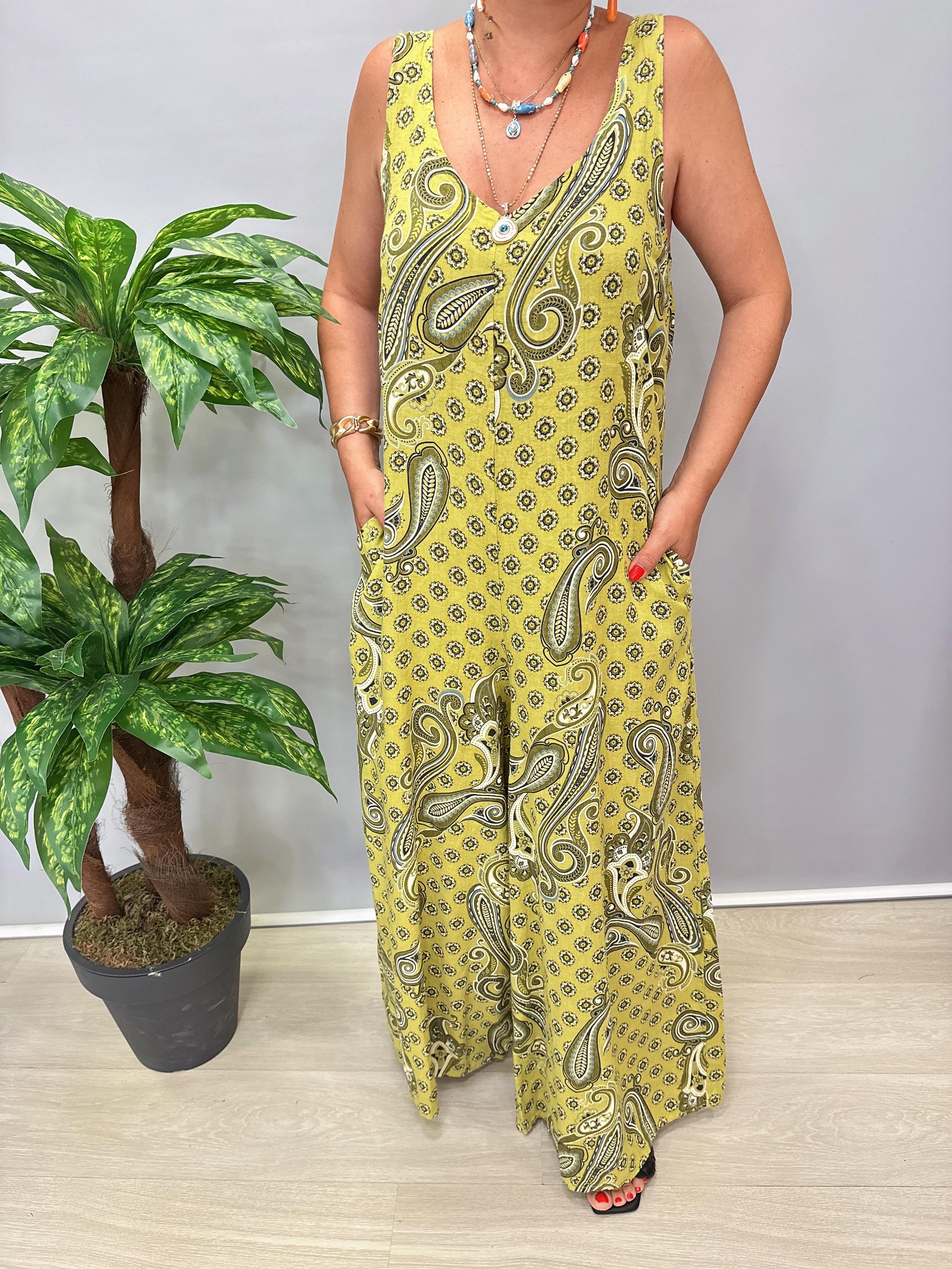 6020 Italyan Keten Tulum Yeşil