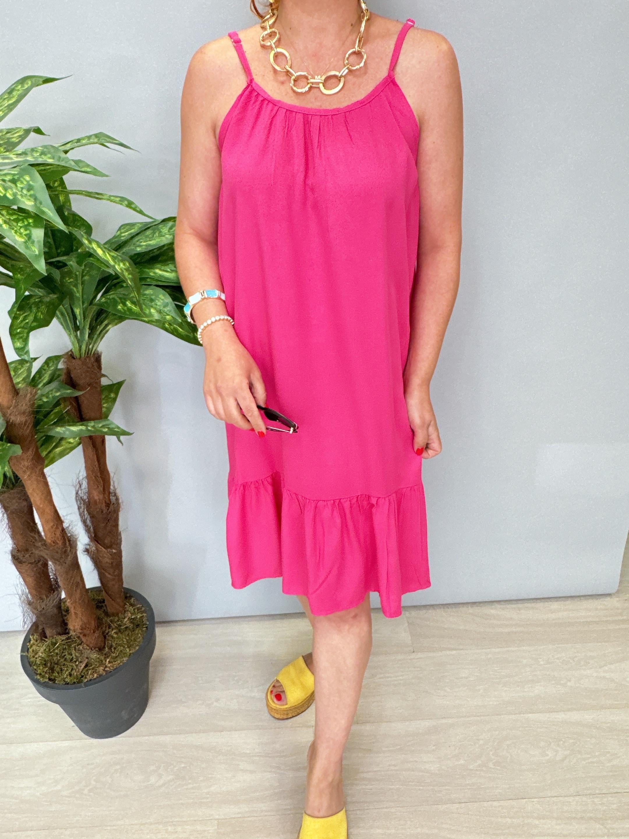 6023 Pamuklu Viskon Elbise Pembe