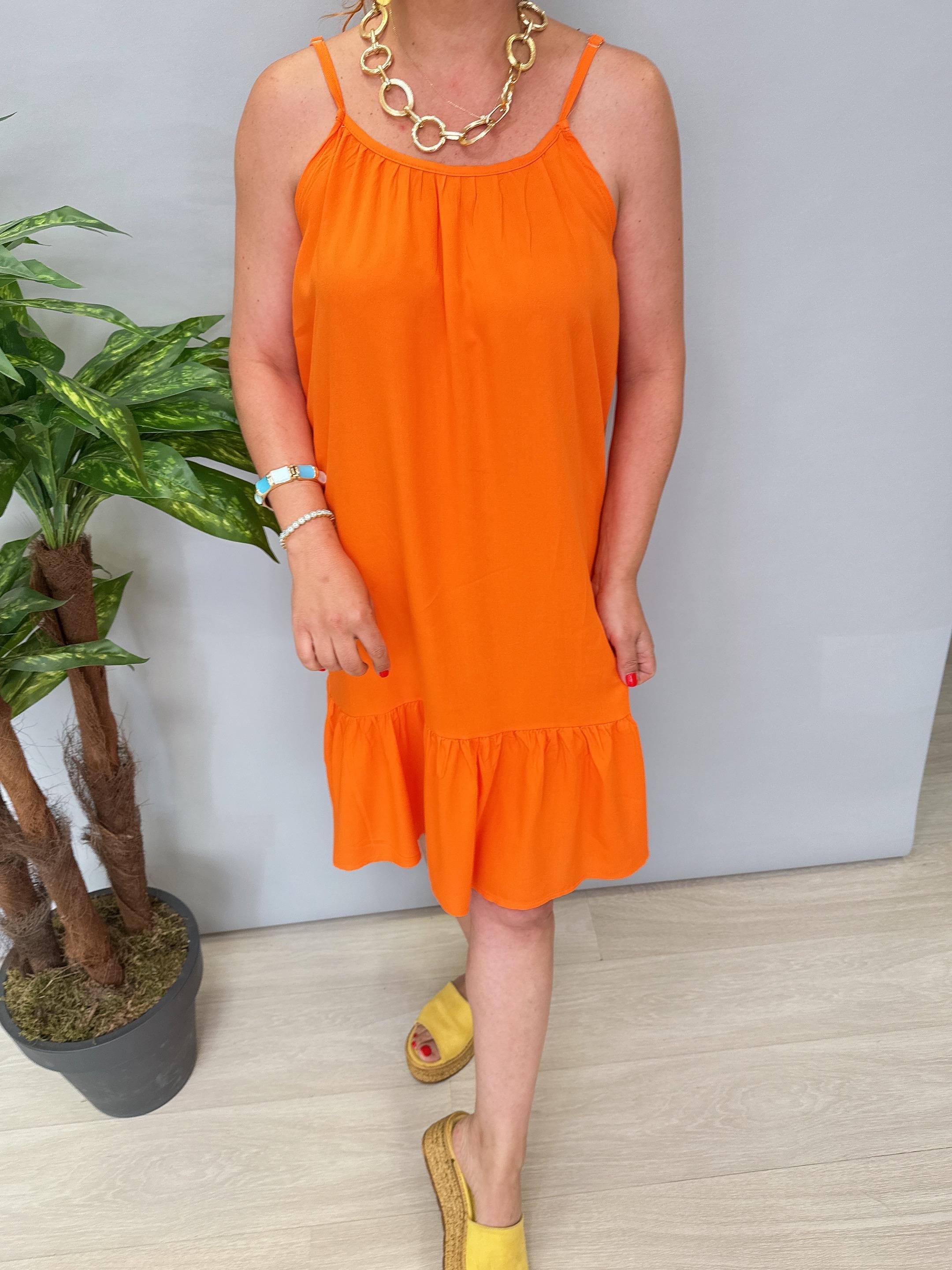 6023 Pamuklu Viskon Elbise Turuncu