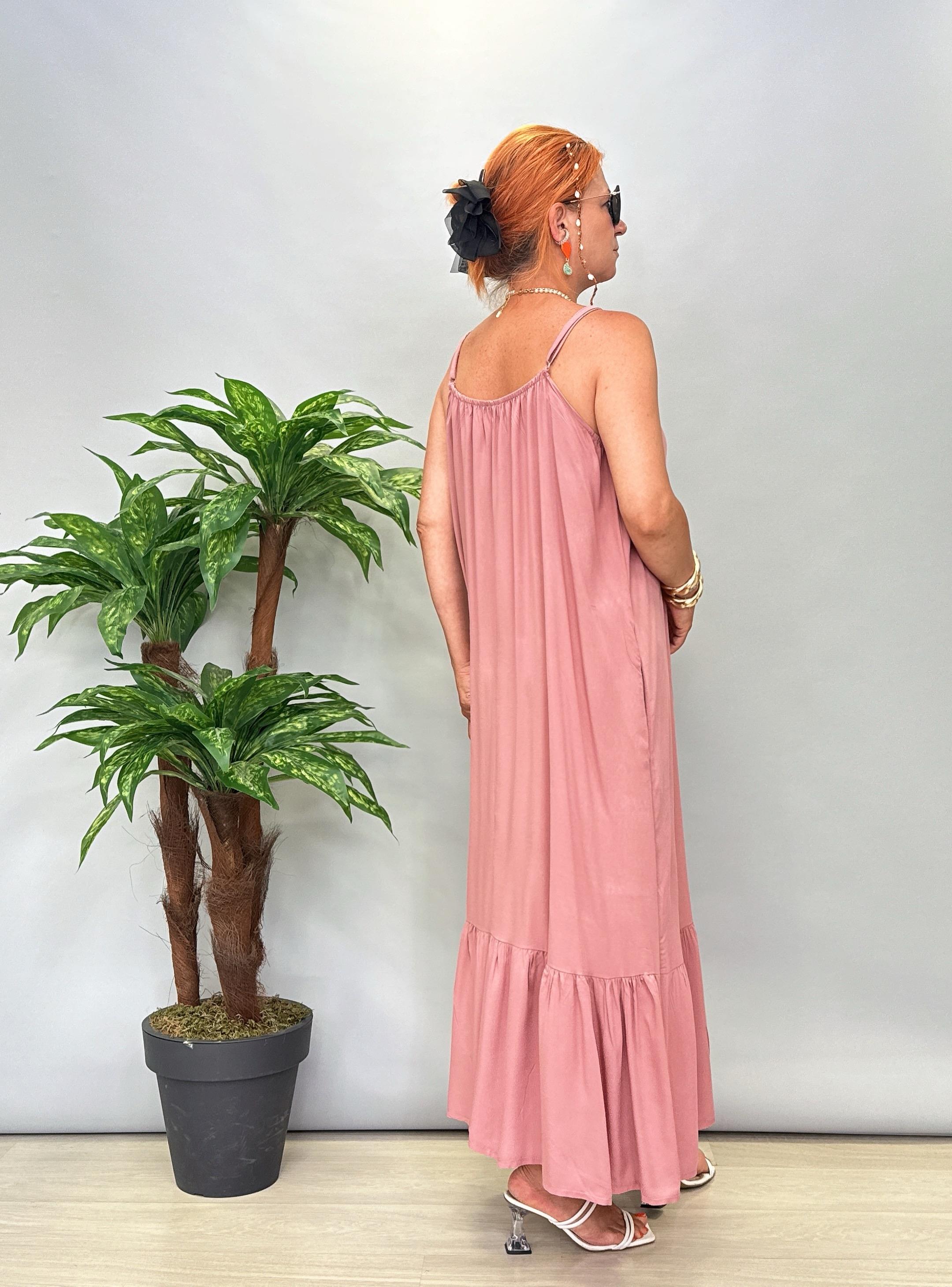 6024 Pamuklu Viskon Elbise Pudra