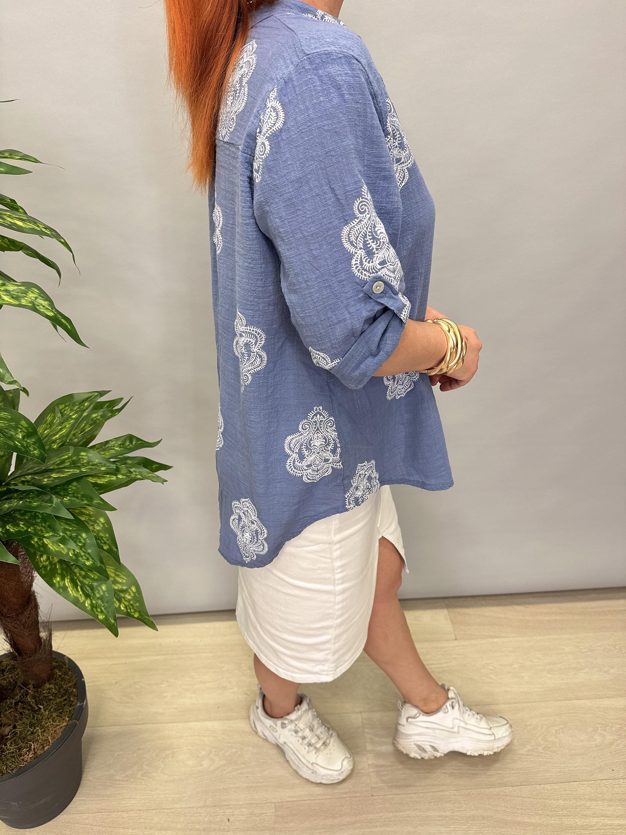 6035 İTALYAN PAMUKLU GÖMLEK İNDİGO