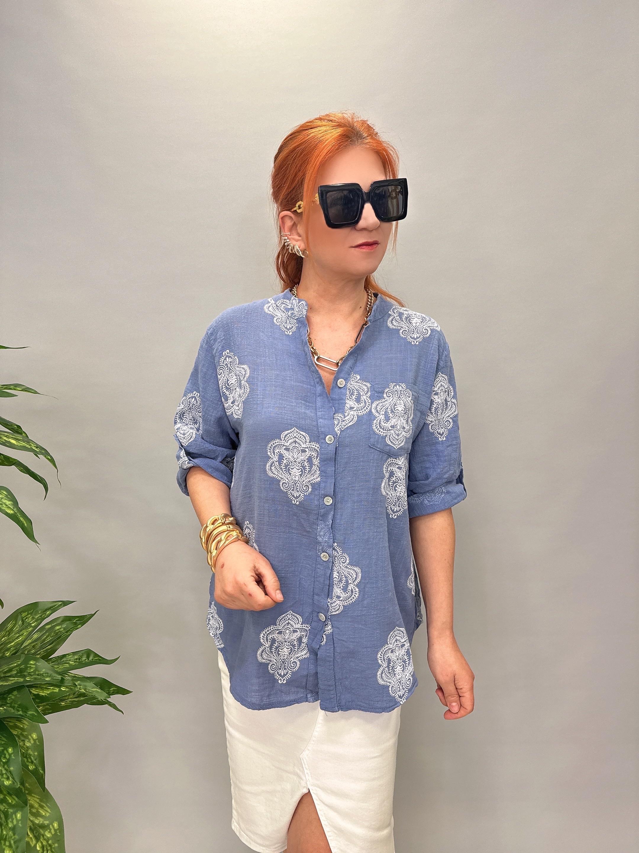 6035 İTALYAN PAMUKLU GÖMLEK İNDİGO