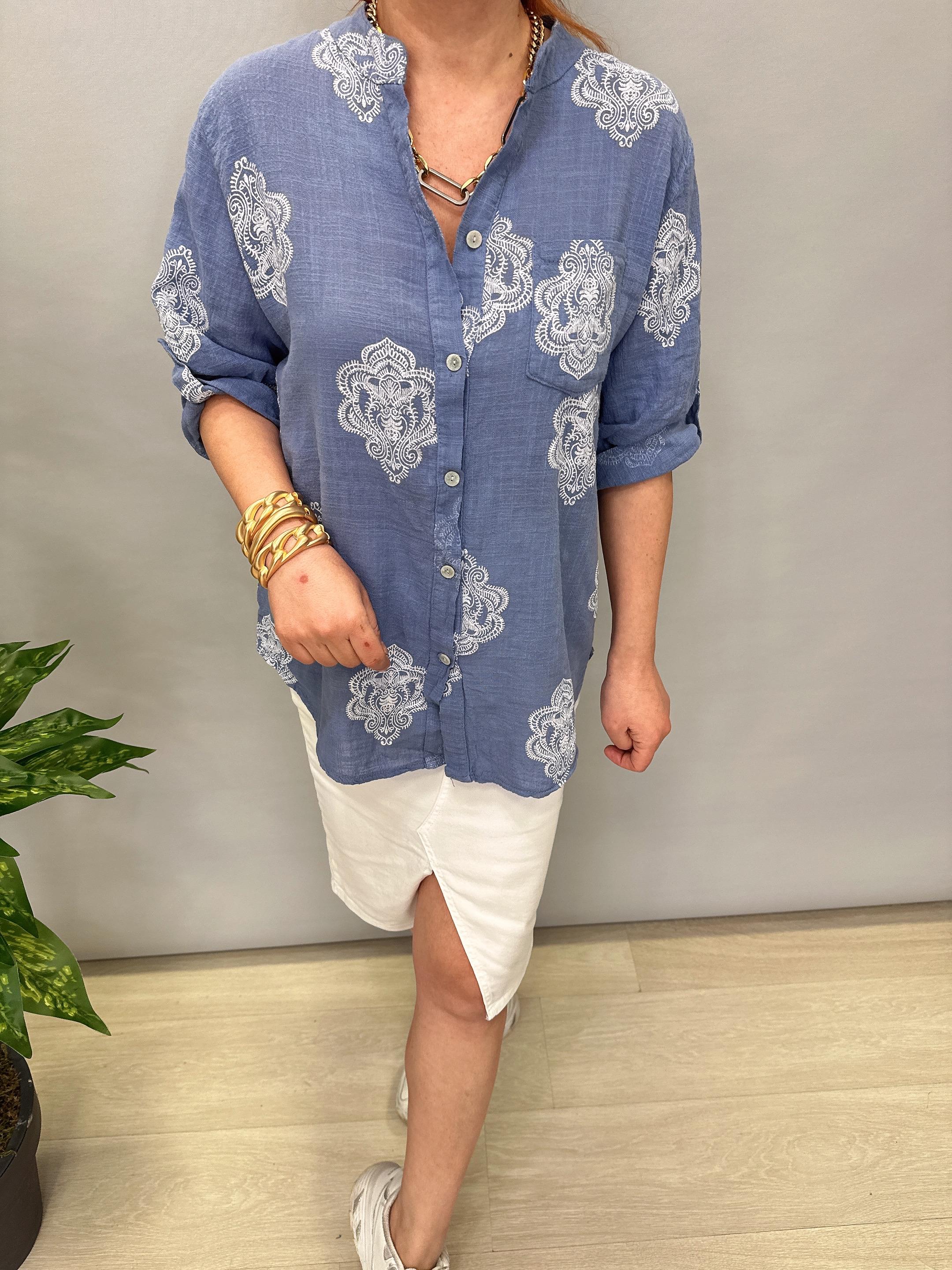 6035 İTALYAN PAMUKLU GÖMLEK İNDİGO