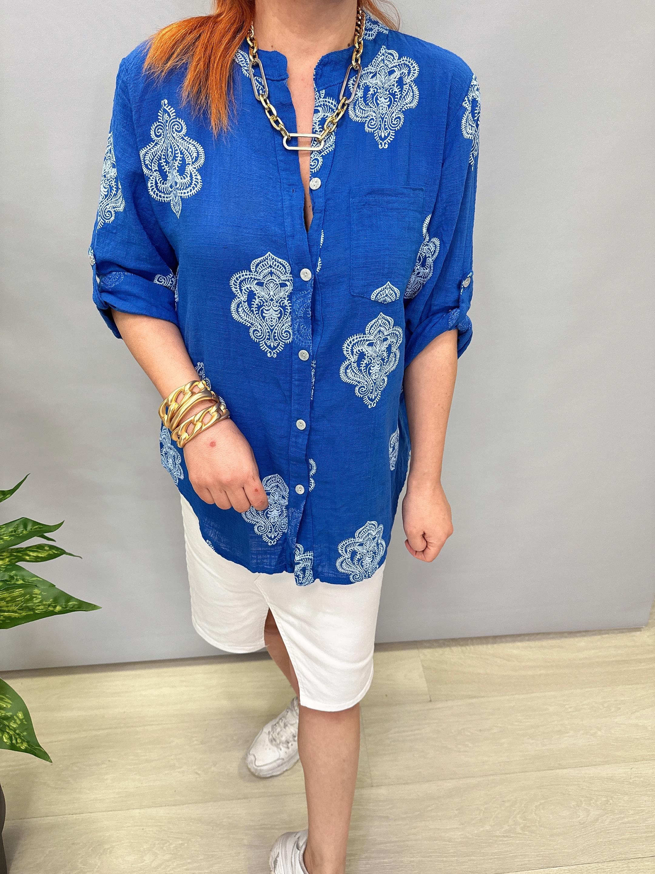 6035 İTALYAN PAMUKLU GÖMLEK SAKS MAVİ