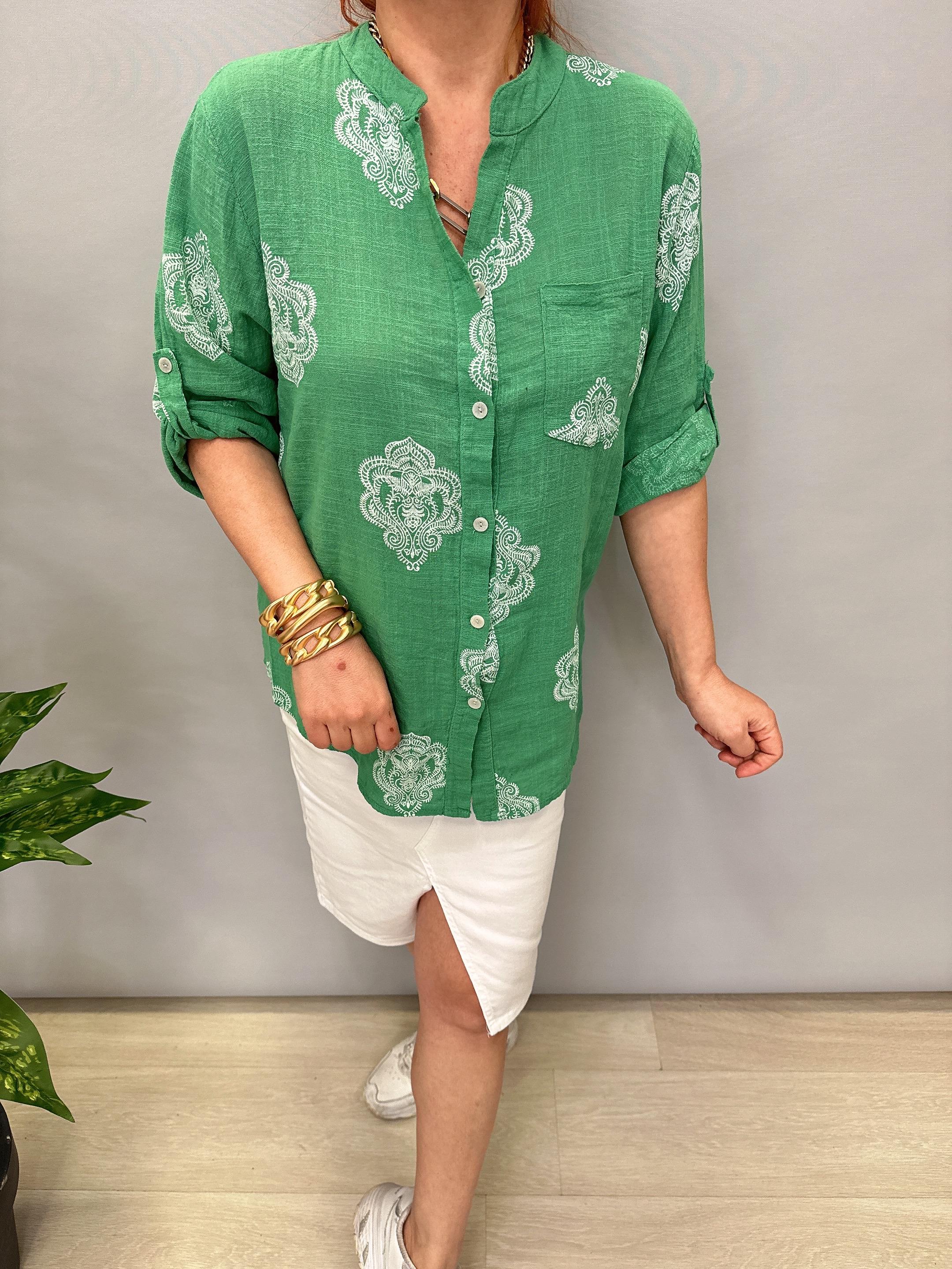 6035 İTALYAN PAMUKLU GÖMLEK YEŞİL