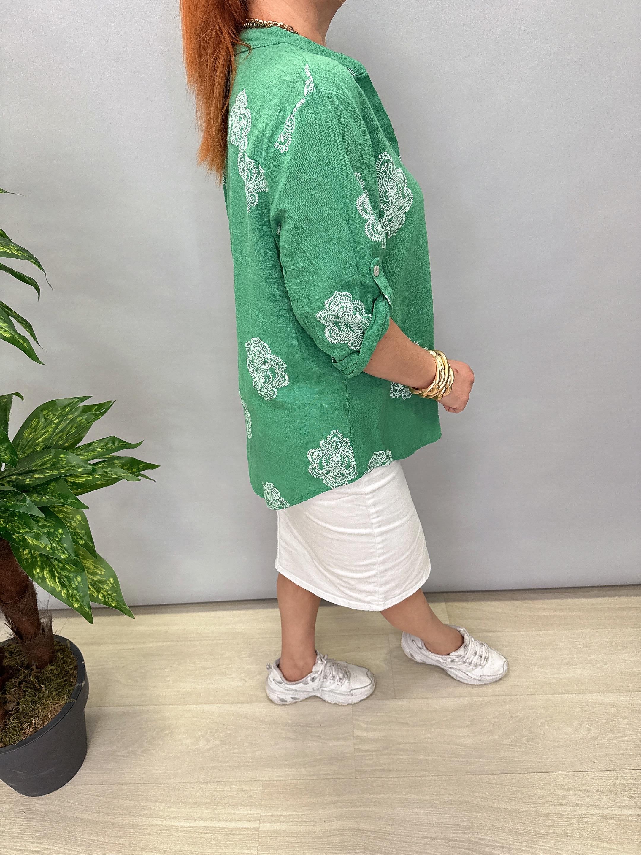 6035 İTALYAN PAMUKLU GÖMLEK YEŞİL