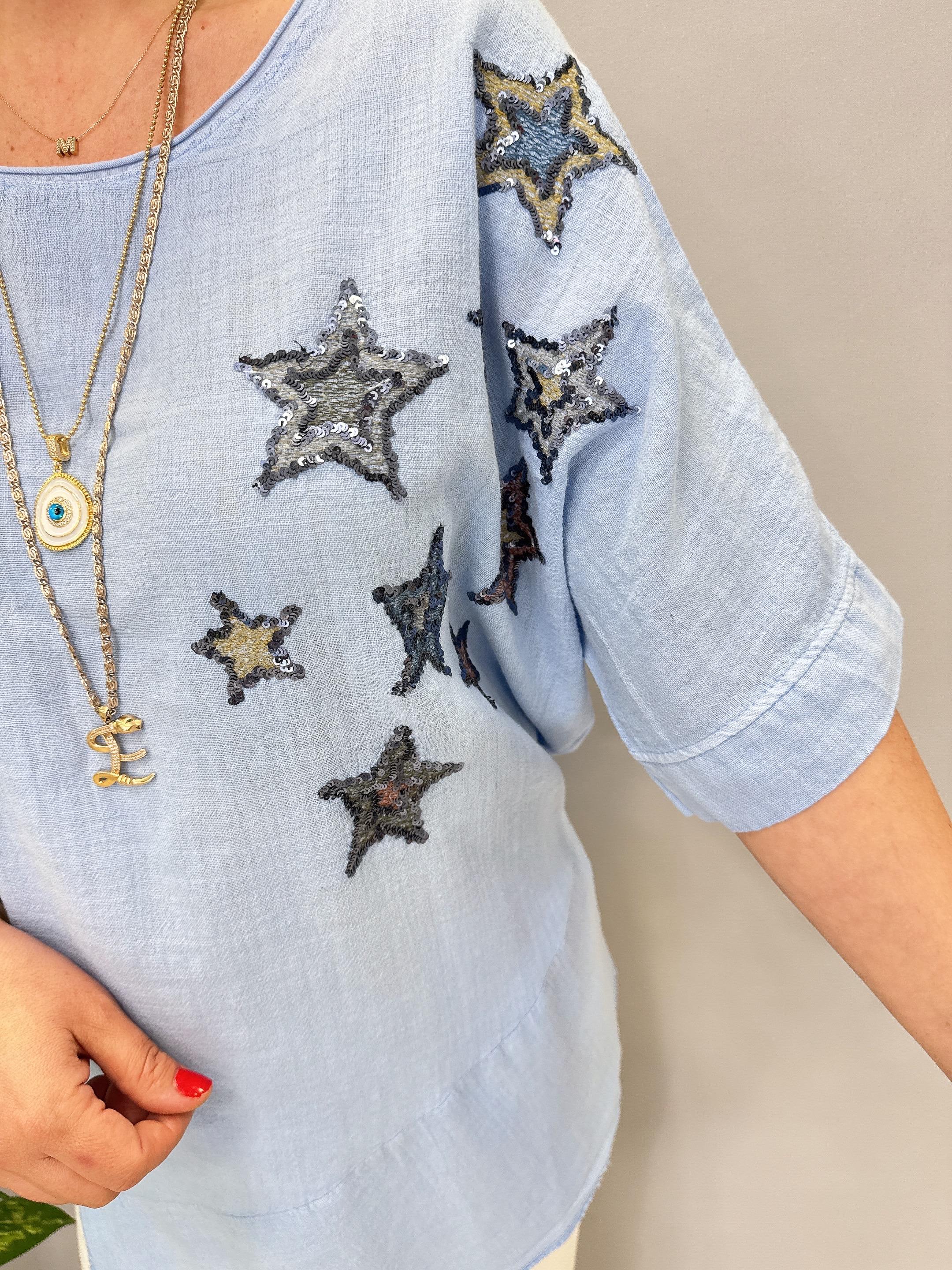 6042 PAMUKLU ASİMETRİK BLUZ MAVİ