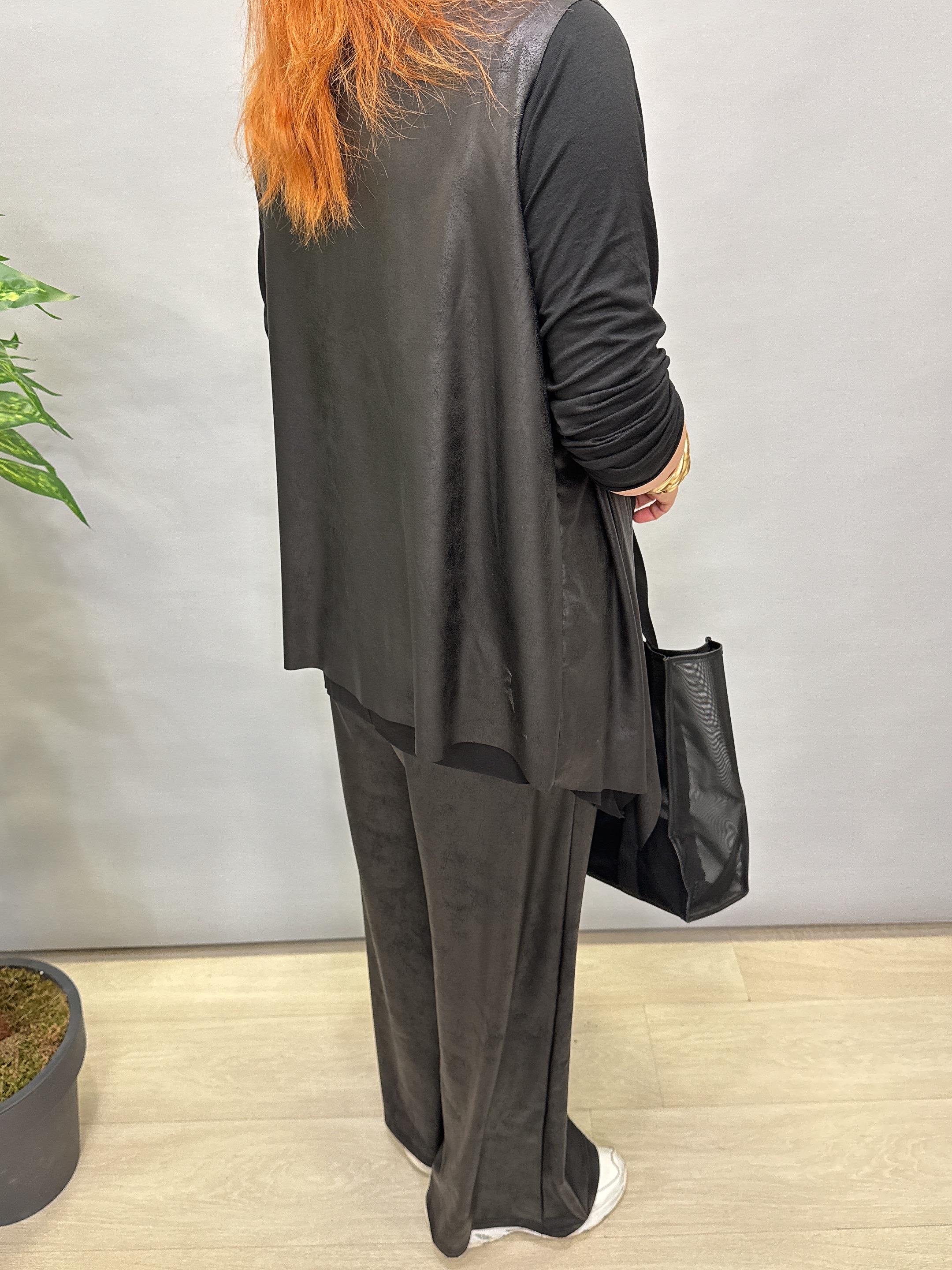 SYH MNS 6050 TASARIM DERİ YELEK SİYAH