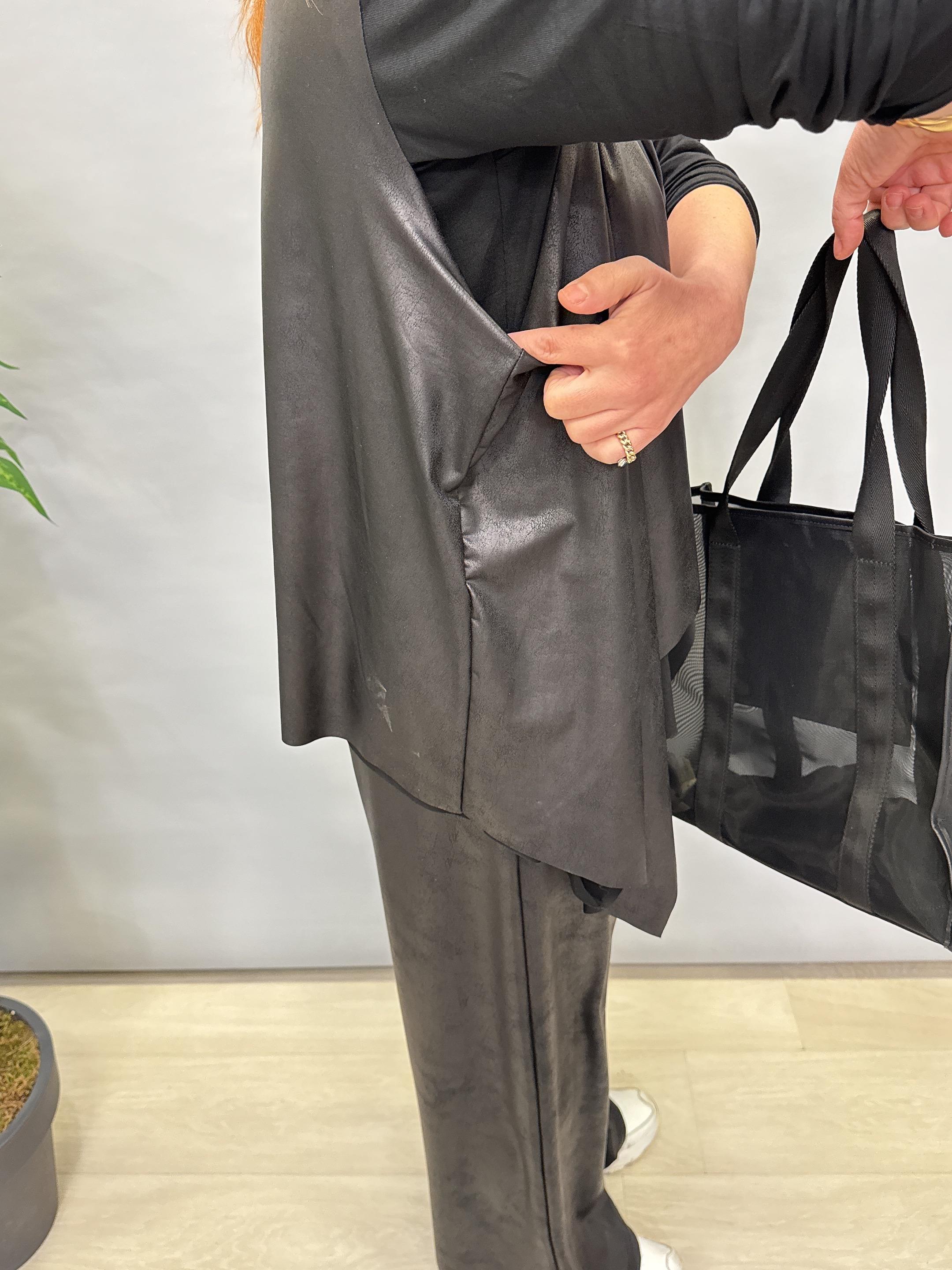 SYH MNS 6050 TASARIM DERİ YELEK SİYAH