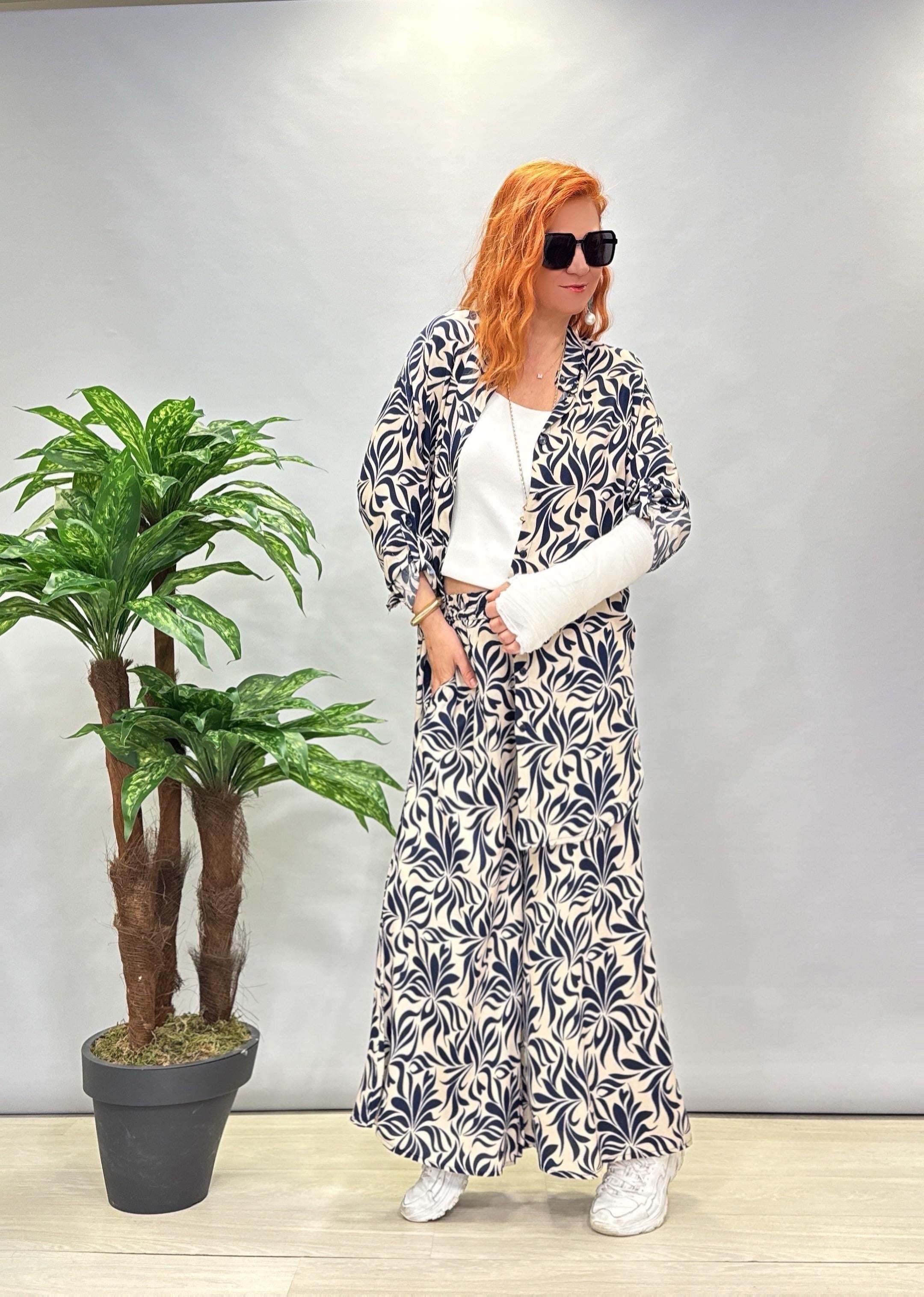 6075 VİSKON GÖMLEK TAKIM LACİVERT