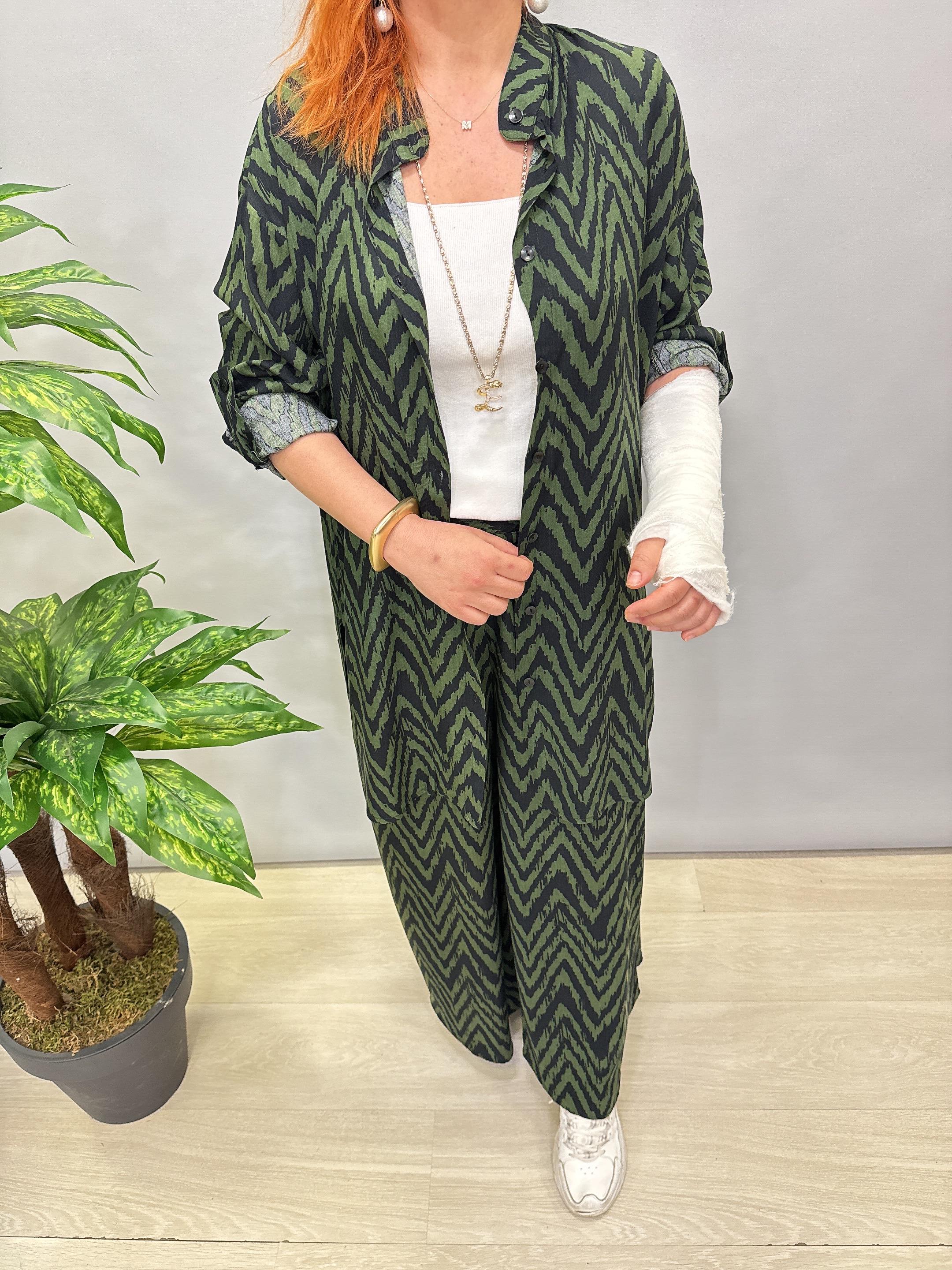 6075 VİSKON GÖMLEK TAKIM YEŞİL  