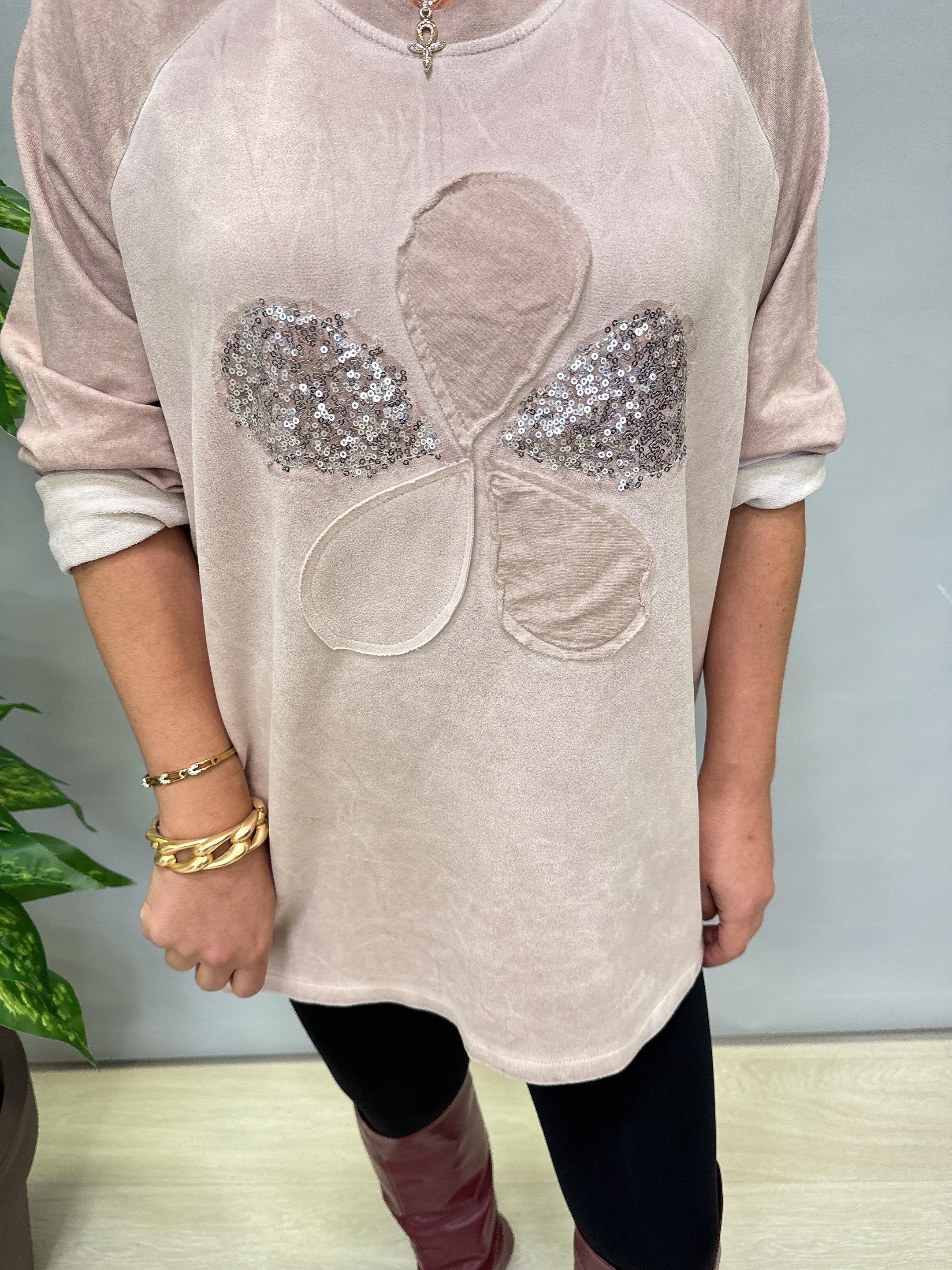 6340 Italyan Papatya Detay Bluz Pudra