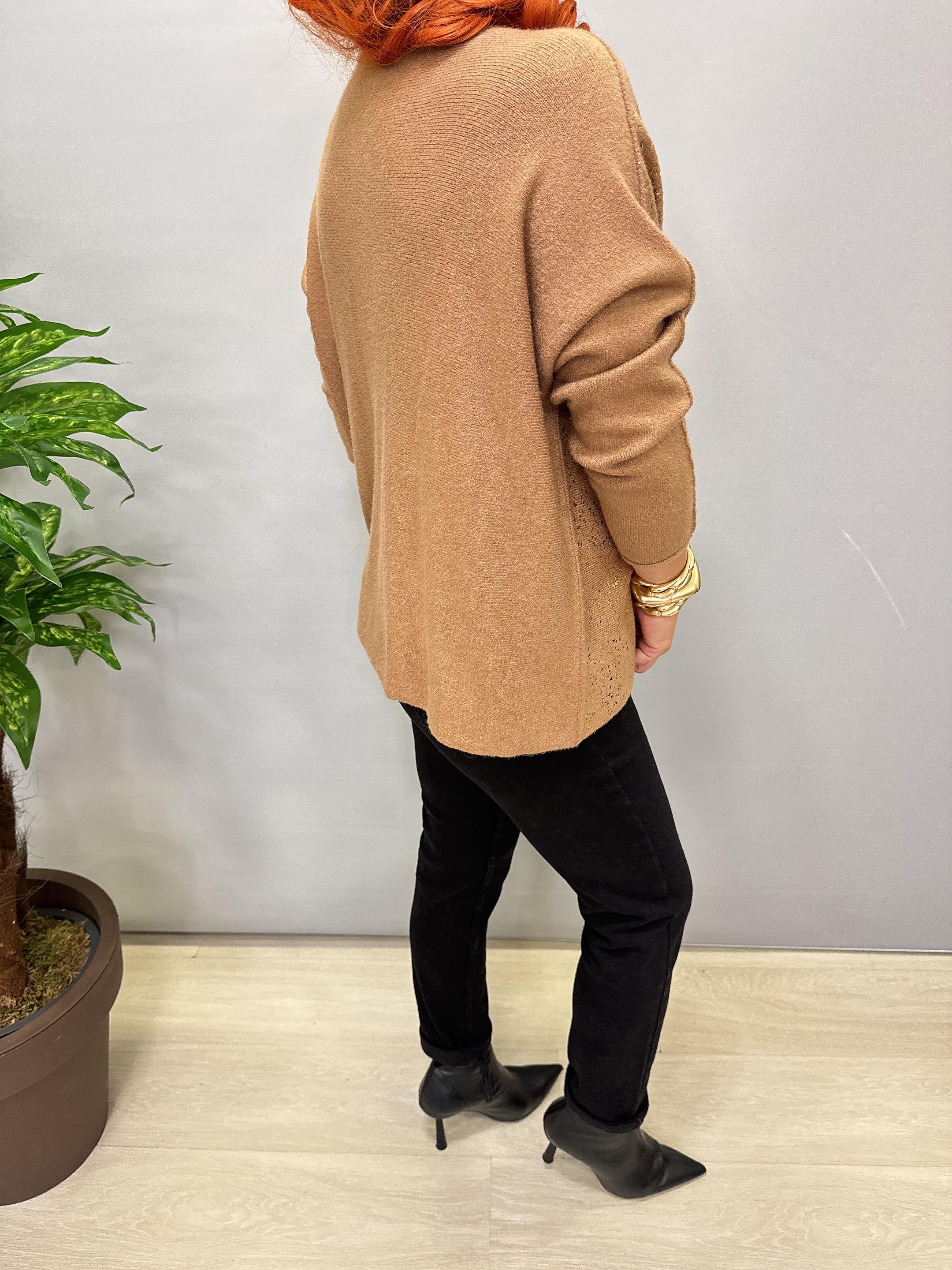 6370 Angora Triko Bluz Camel