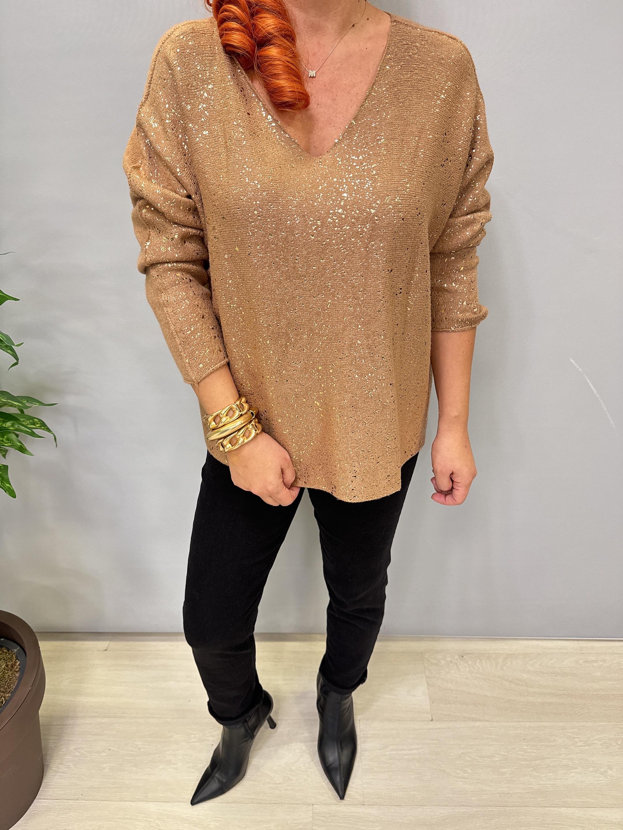 6370 Angora Triko Bluz Camel