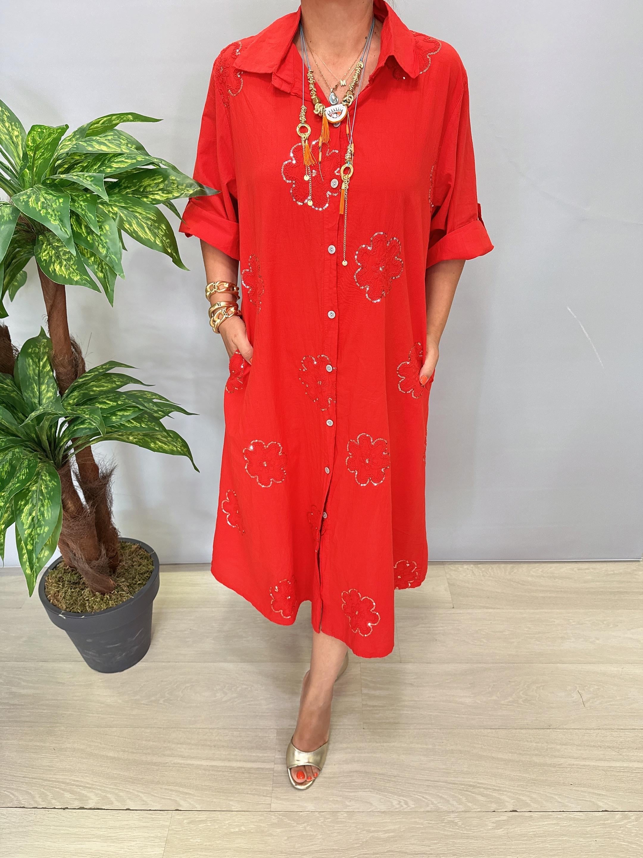 BOL SALAŞ BİR ÜRÜNDÜR.6540 Italyan Payet Detay Elbise Kırmızı 