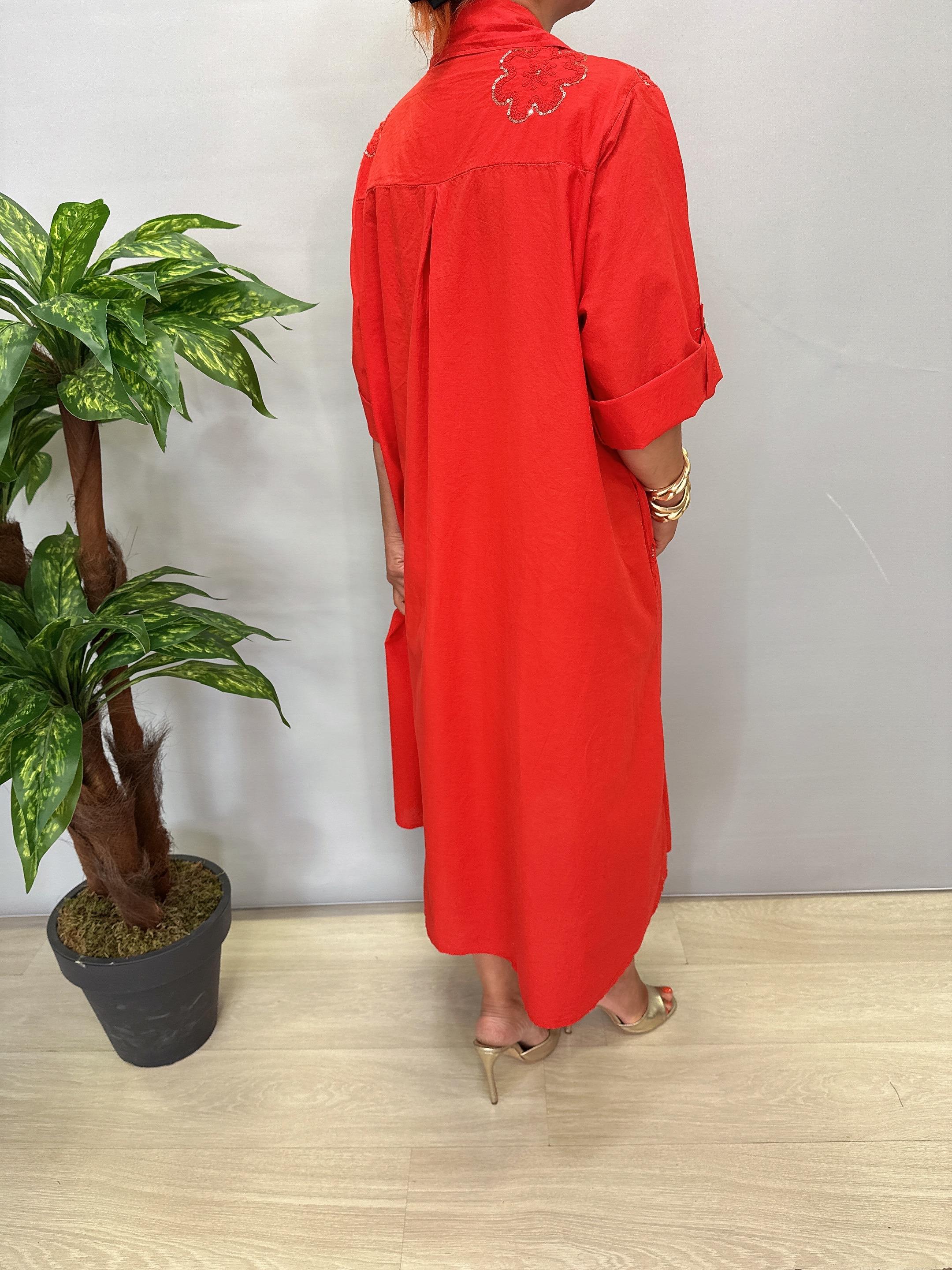 BOL SALAŞ BİR ÜRÜNDÜR.6540 Italyan Payet Detay Elbise Kırmızı 