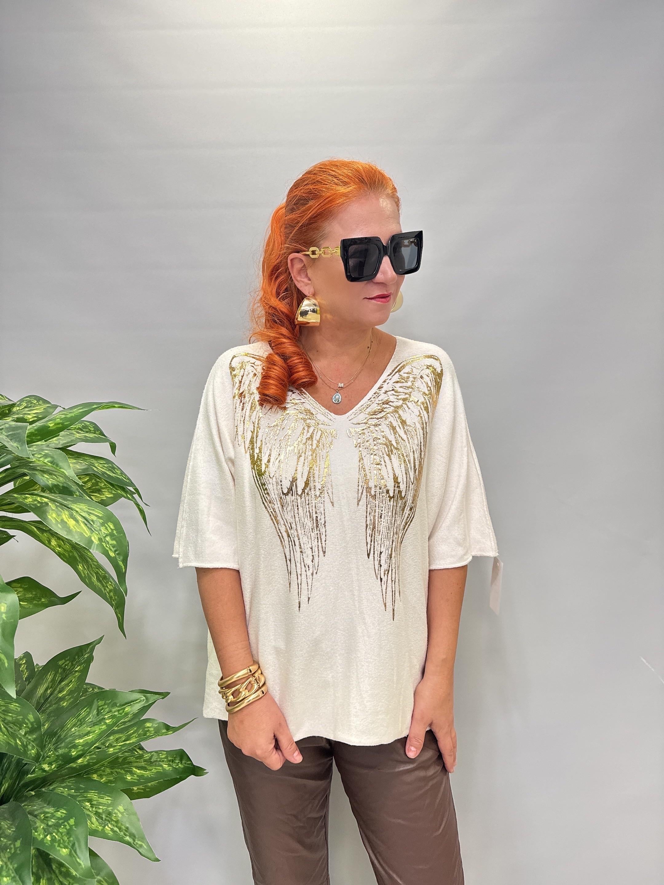 6547 Italyan Angora Triko Bluz Ekru