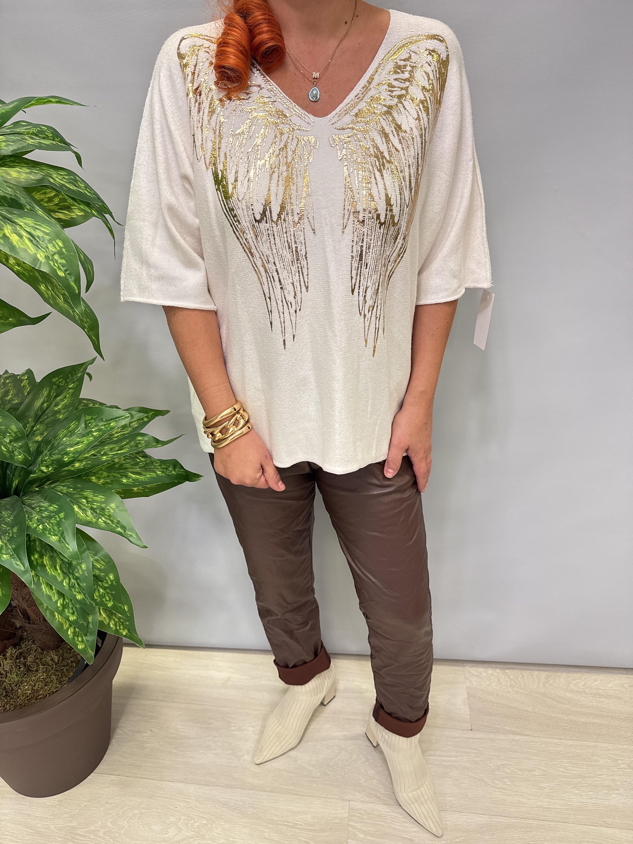 6547 Italyan Angora Triko Bluz Ekru