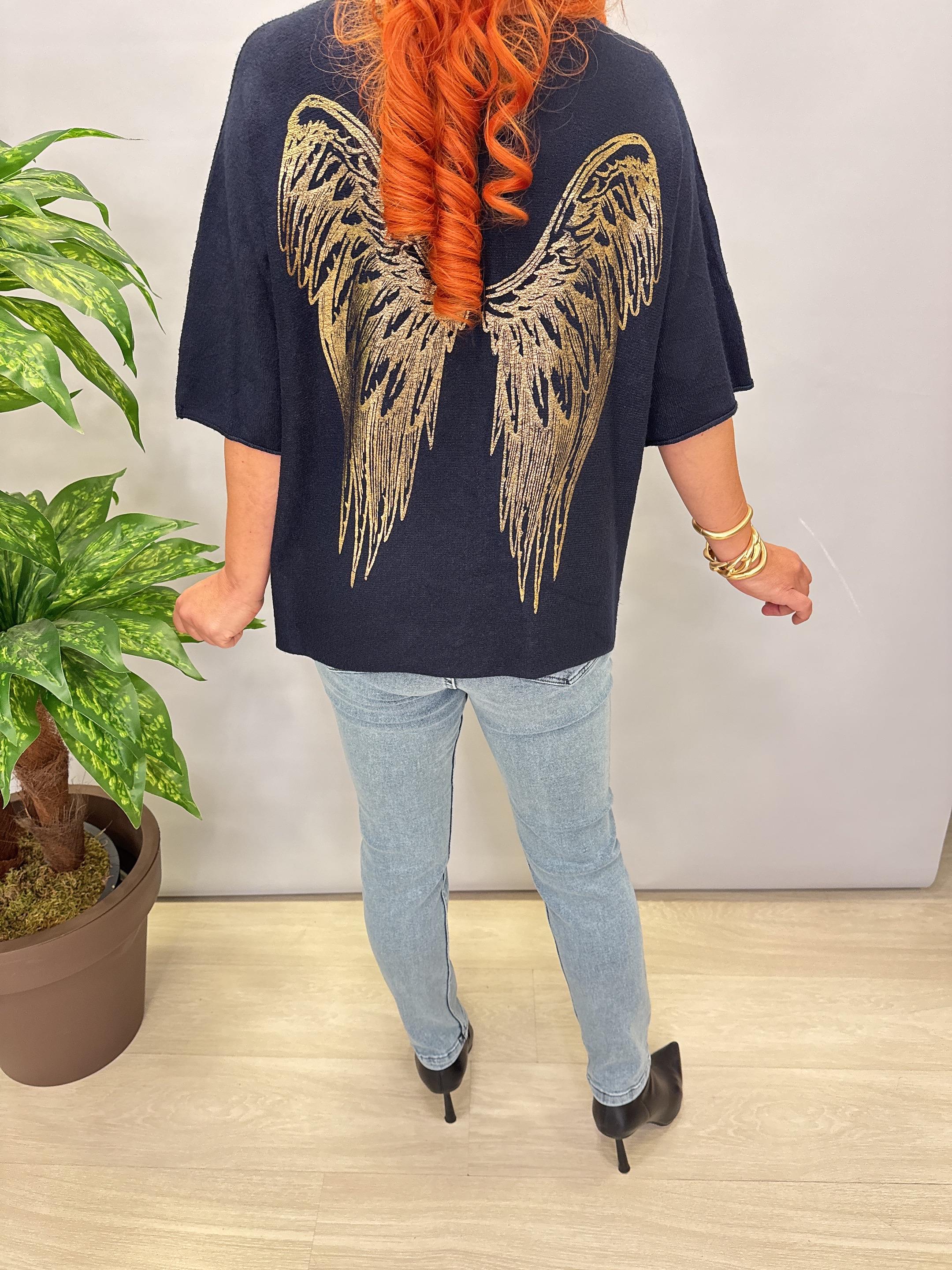 6547 Italyan Angora Triko Bluz Lacivert