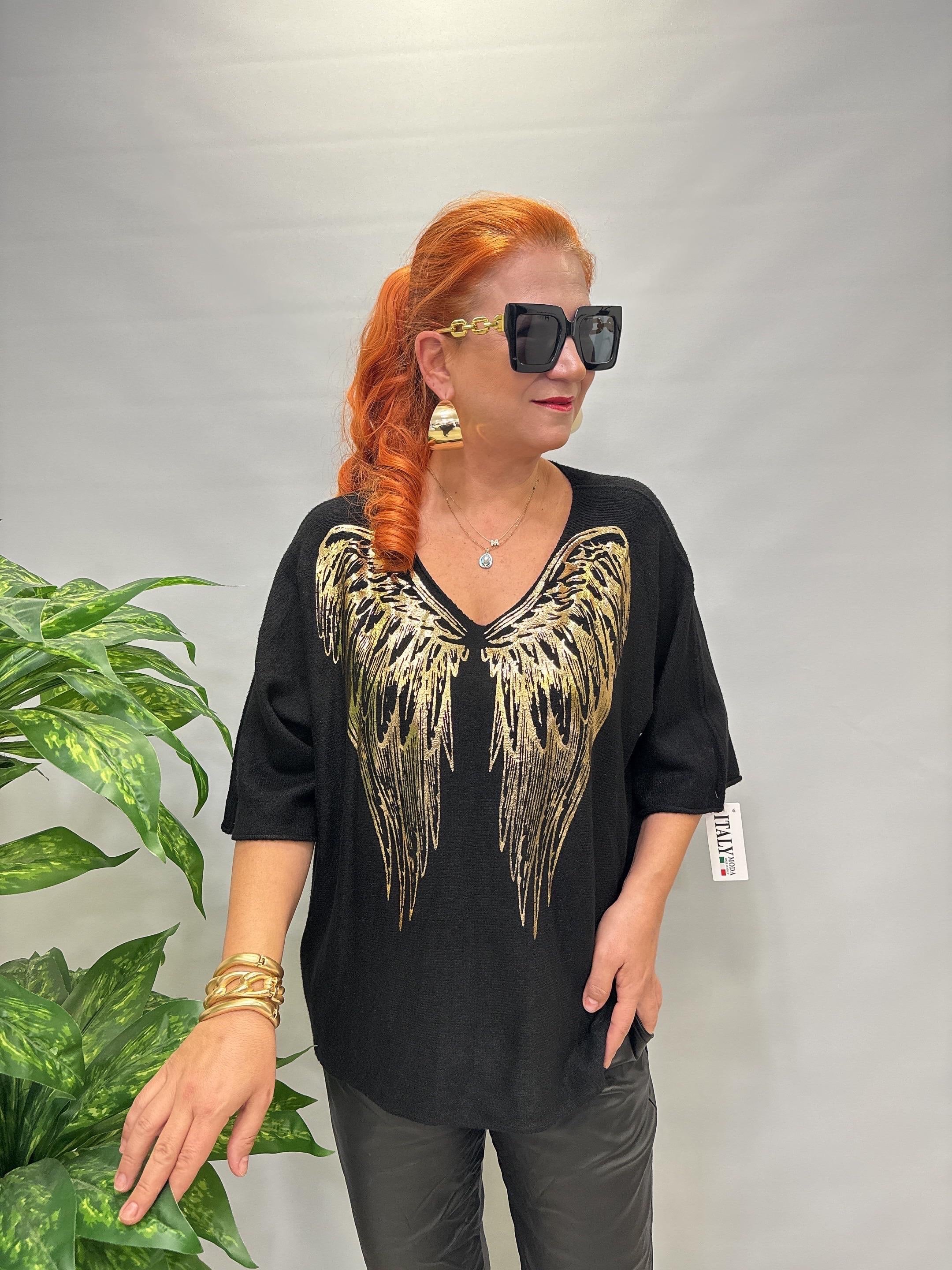 6547 Italyan Angora Triko Bluz Siyah