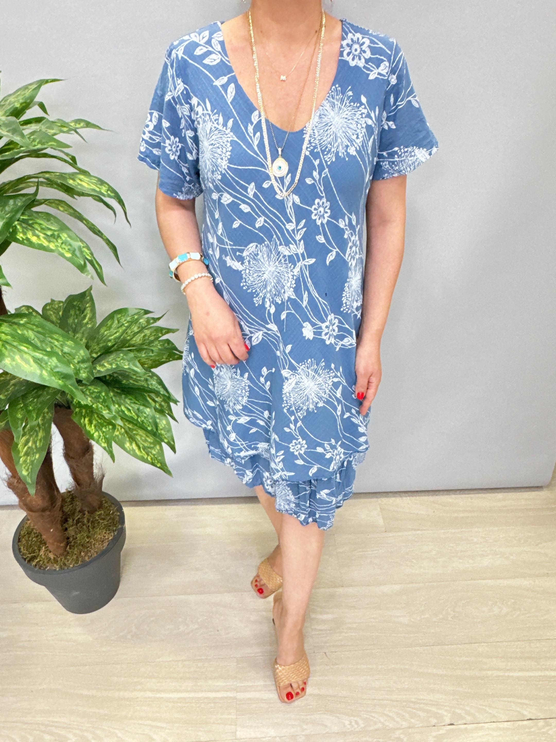 6614 Italyan Elbise Mavi