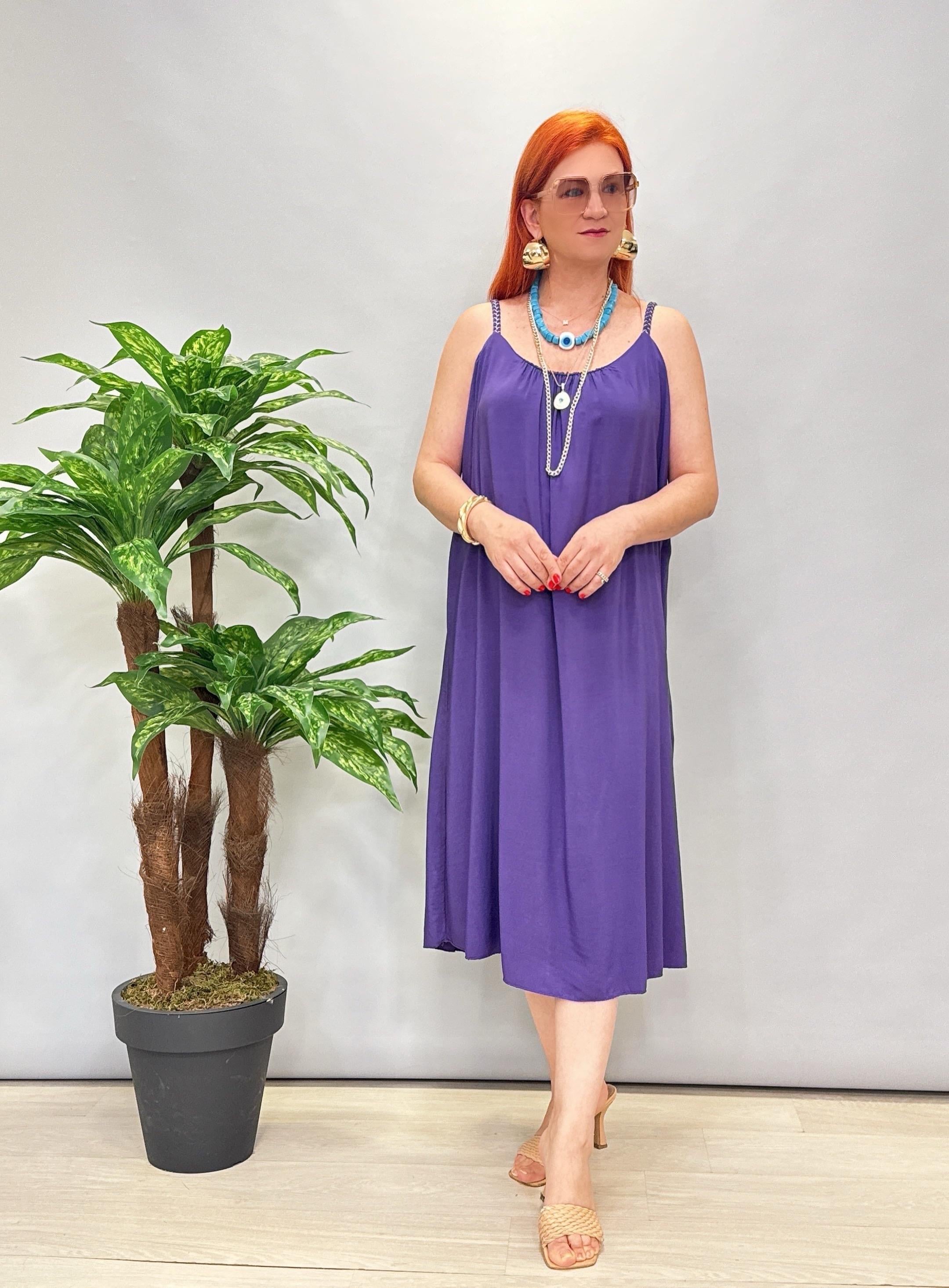 6615 İtalyan Tensel Viskon Elbise Mor