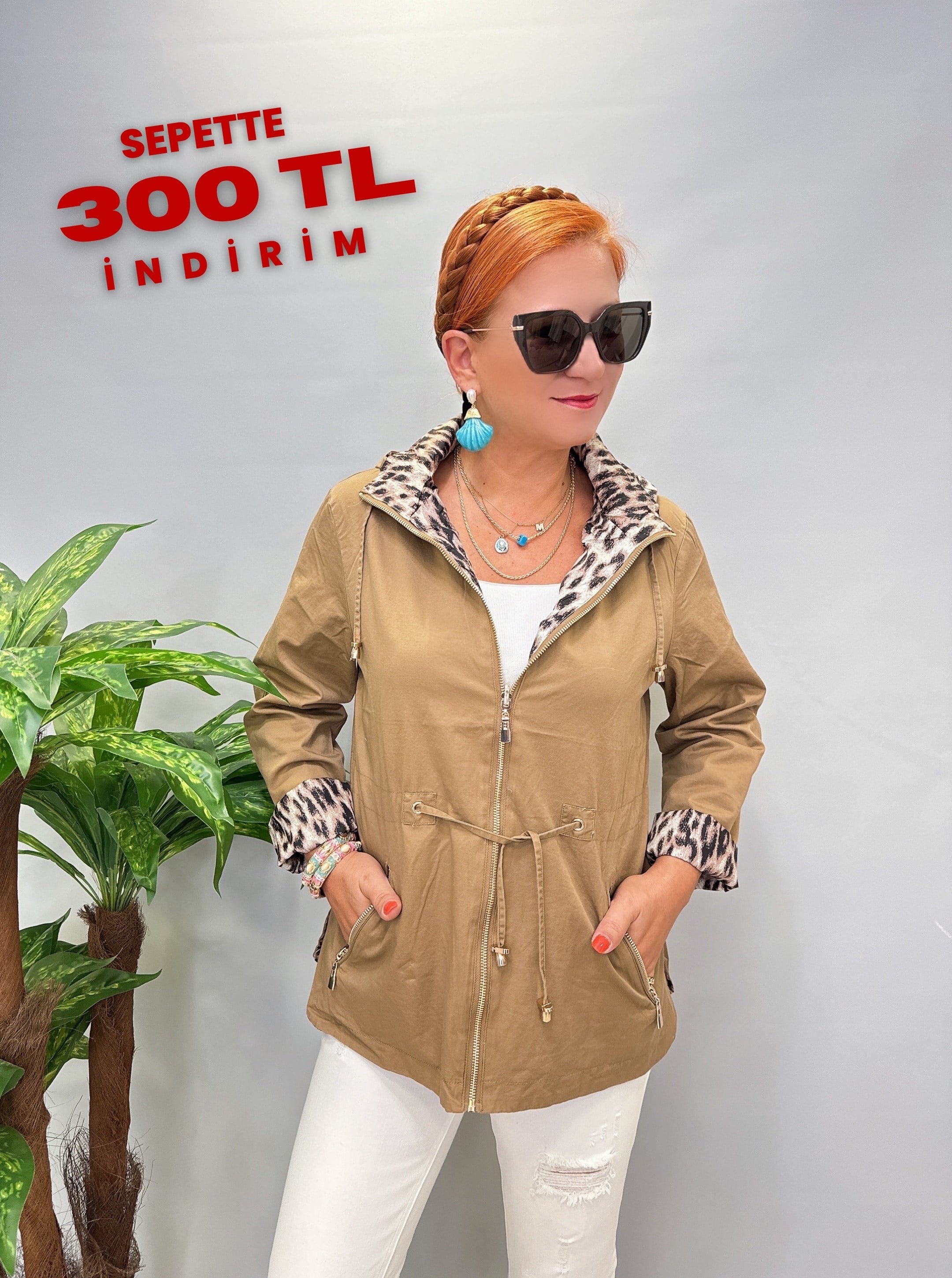 6640 Trenç Çift Taraflı Ceket Camel