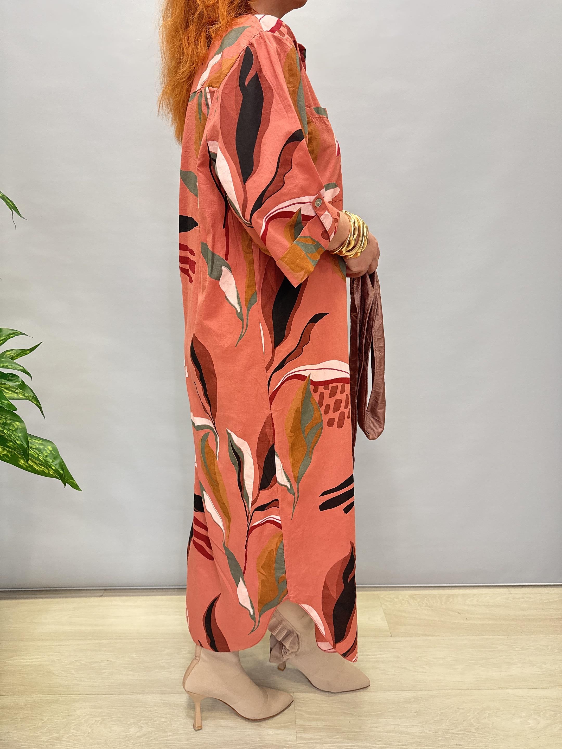 MNS 6645 PAMUKLU GÖMLEK ELBİSE GÜL KURUSU (KEMER DAHİL DEĞİLDİR)