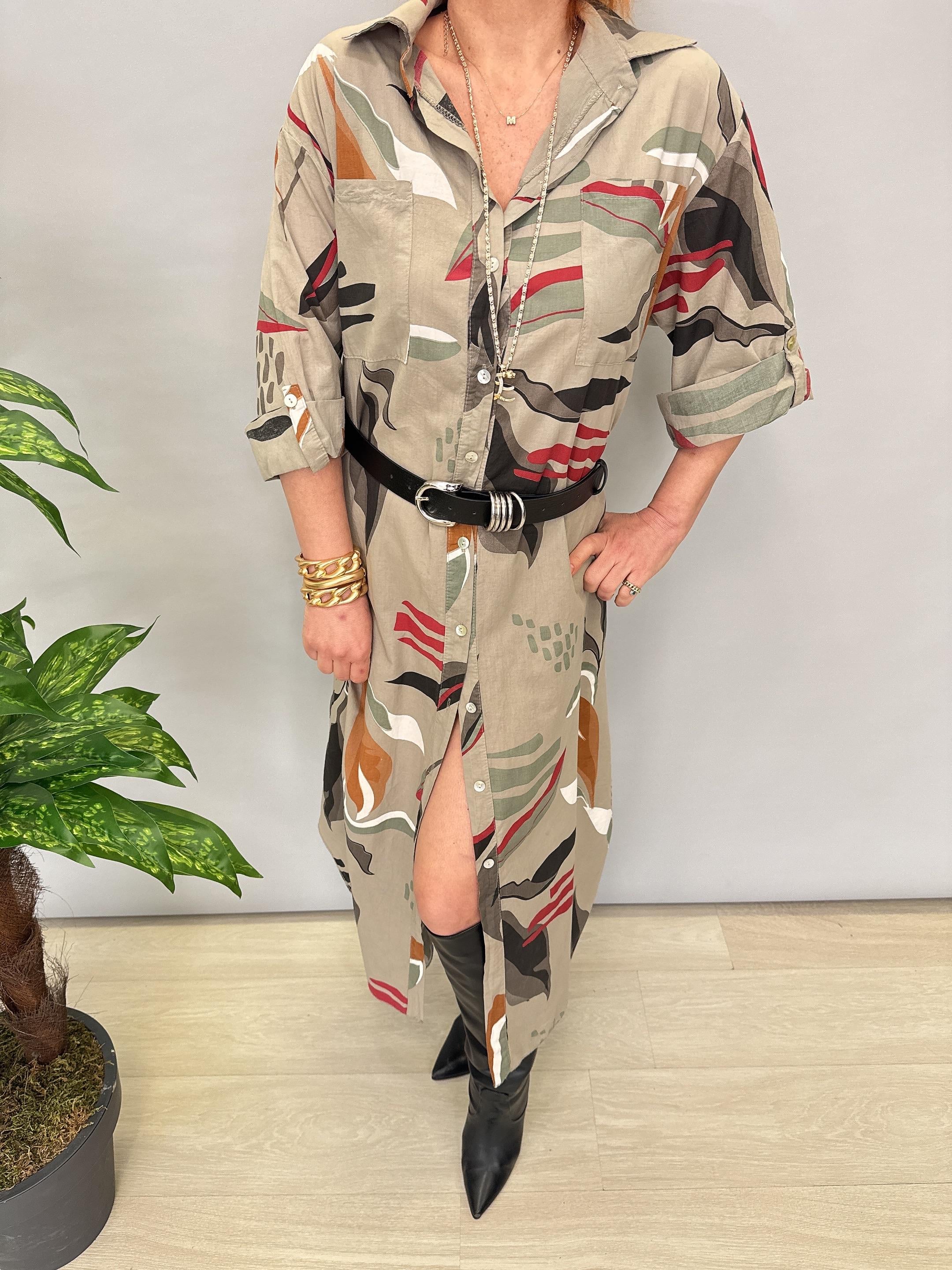 MNS 6645 PAMUKLU GÖMLEK ELBİSE VİZON (KEMER DAHİL DEĞİLDİR)