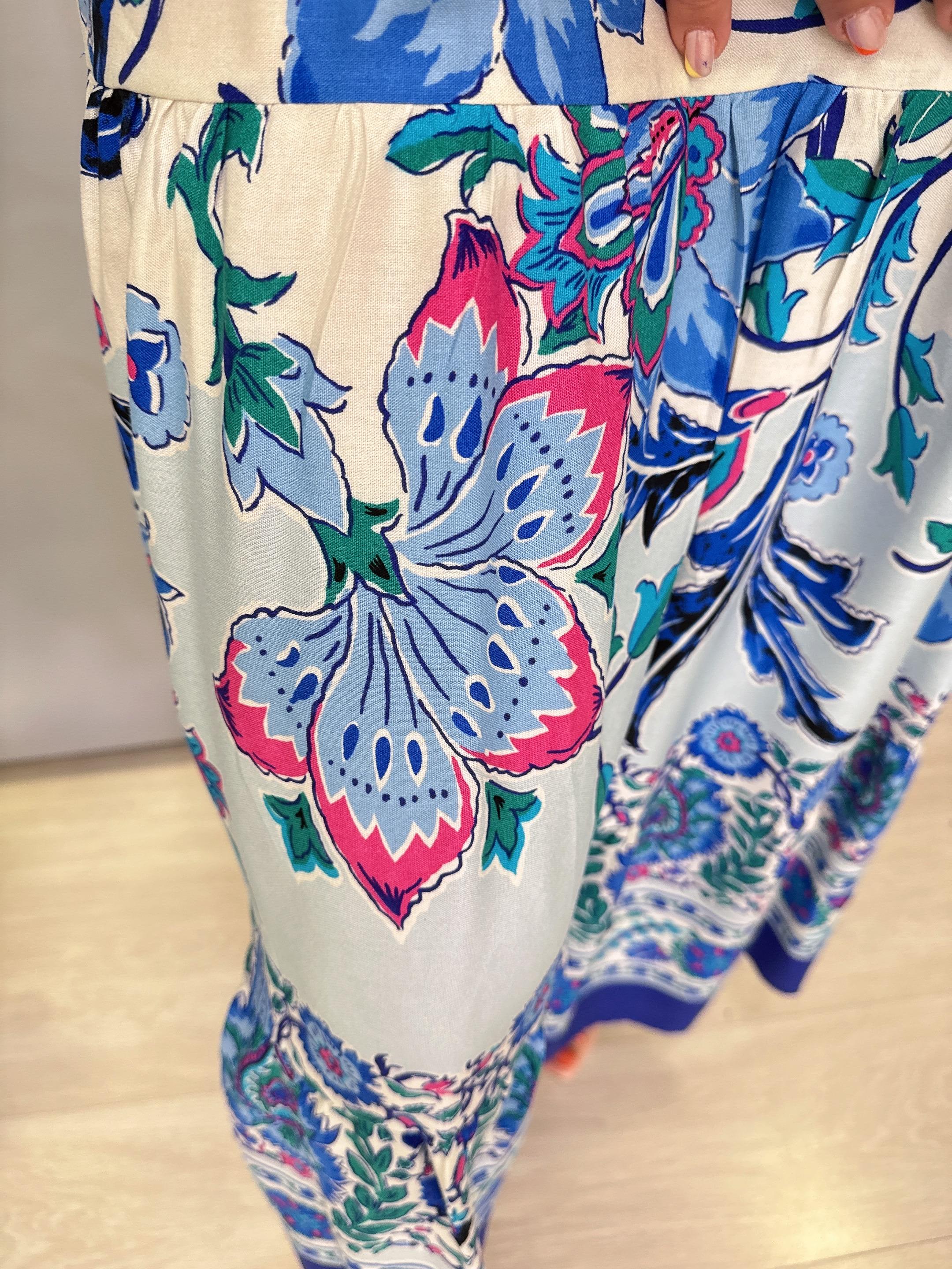 7050 Pamuklu Viskon Desenli Elbise 