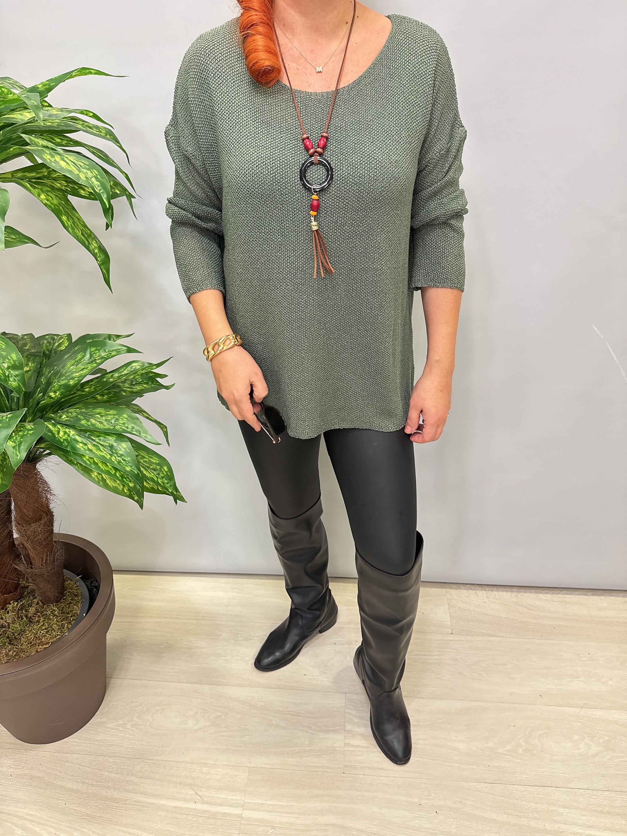 7091 Merserize Bluz (KOLYE HEDİYELİ) Haki